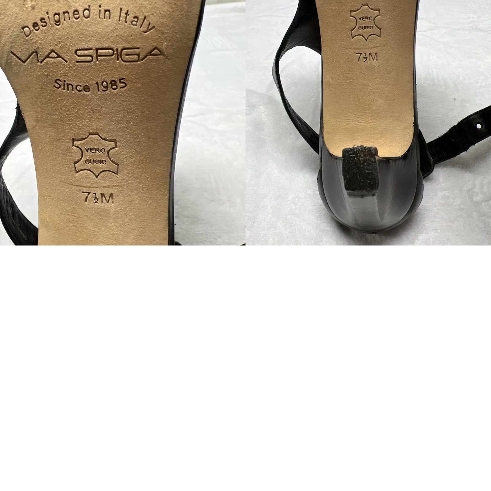 Vintage VIA SPIGA Black Leather Heels Women’s 7.5M Ankle Strap Block Heel Sandals Size US 8 / IT 38 - 9 Thumbnail