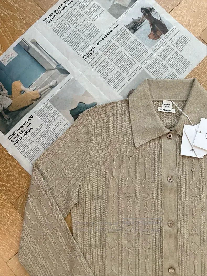Hermes Hermes Autumn and Winter Women's Shirt Wool Knit Cardigan Size S / US 4 / IT 40 - 6 Thumbnail
