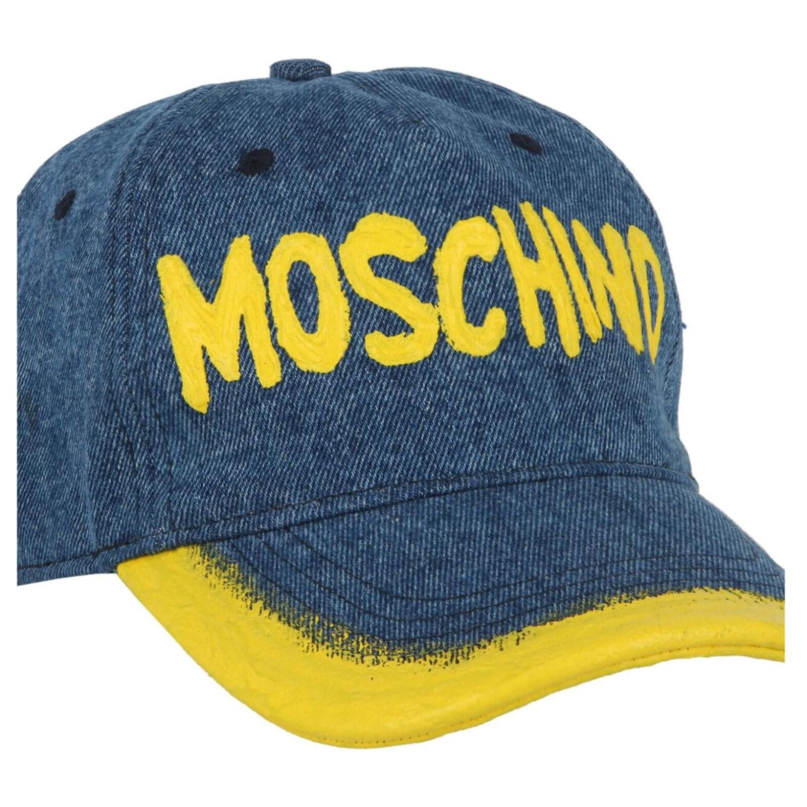 Moschino o1y0225 Size : OS / Logo Denim Cap / Hat in Blue/Yellow Size ONE SIZE - 2 Thumbnail