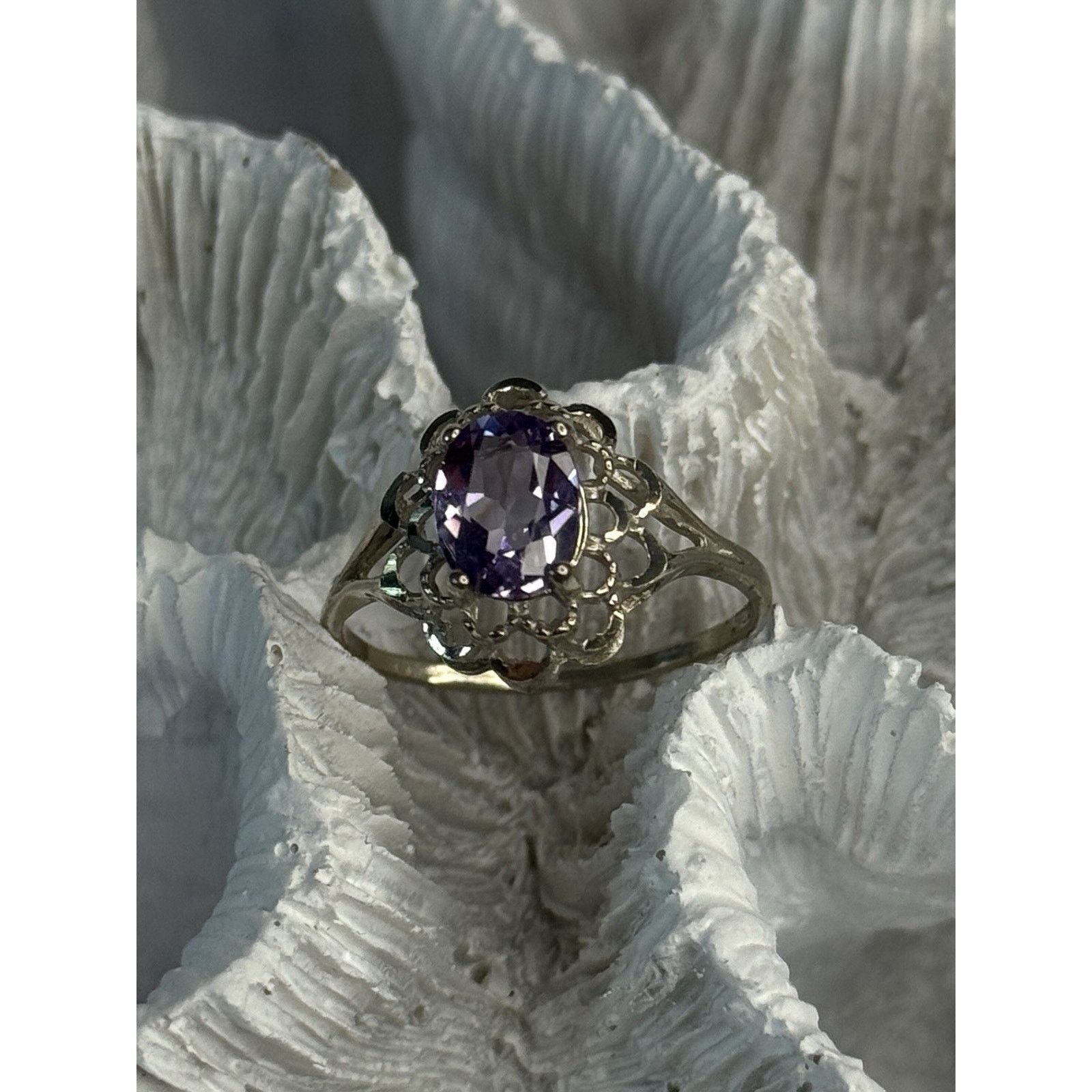 Jewelry 925 STERLING SILVER AMETHYST RING SIZE 7.5 Size ONE SIZE - 3 Thumbnail