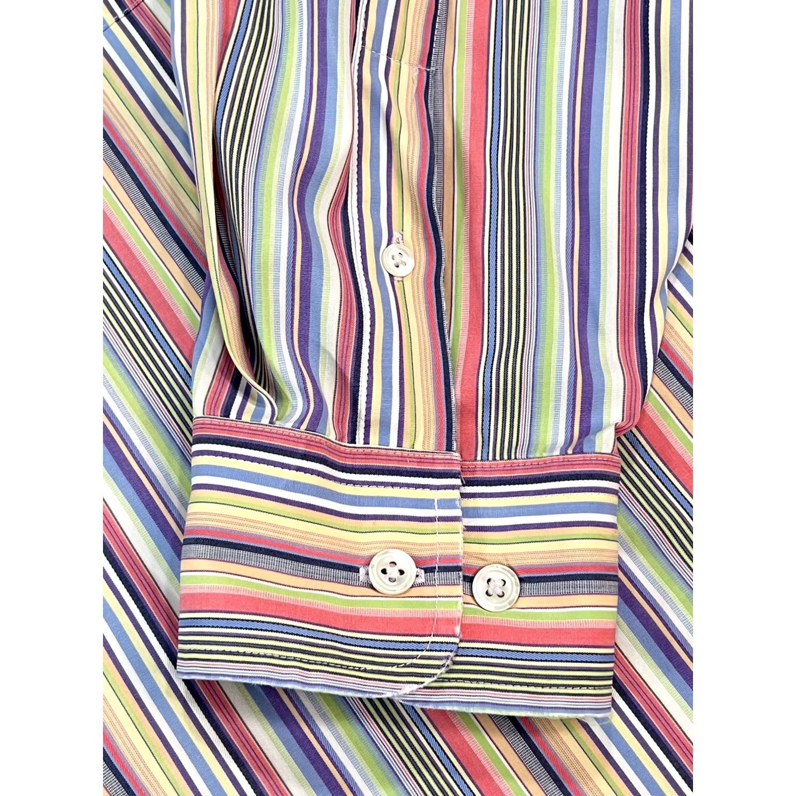 Faconnable Façonnable Shirt Mens Large Striped Colorful Pocket Button-Down Collar Long Sleeve Casual Dress Shirt Mens Size US L / EU 52-54 / 3 - 4 Thumbnail