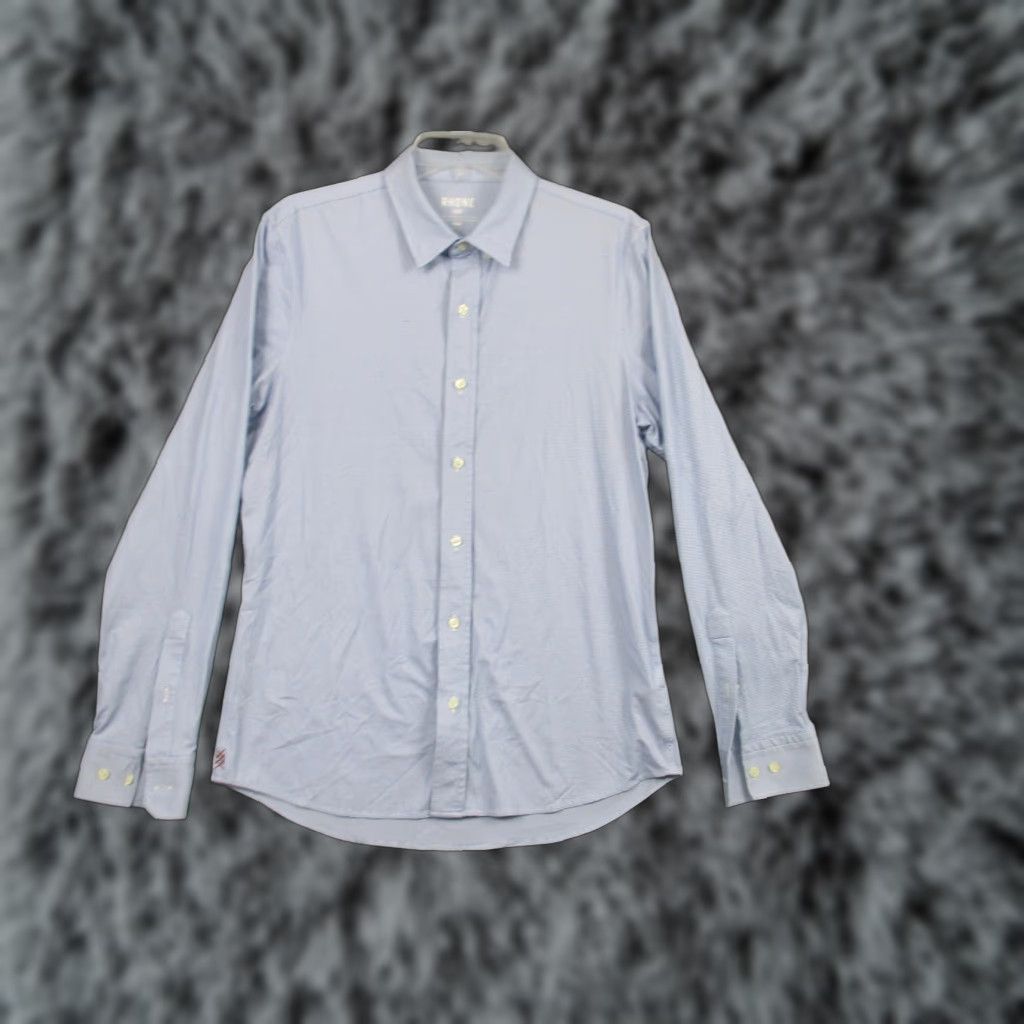 Rhone Mens Dress Shirt Long Sleeve Blue Geometric Stretch Portugal