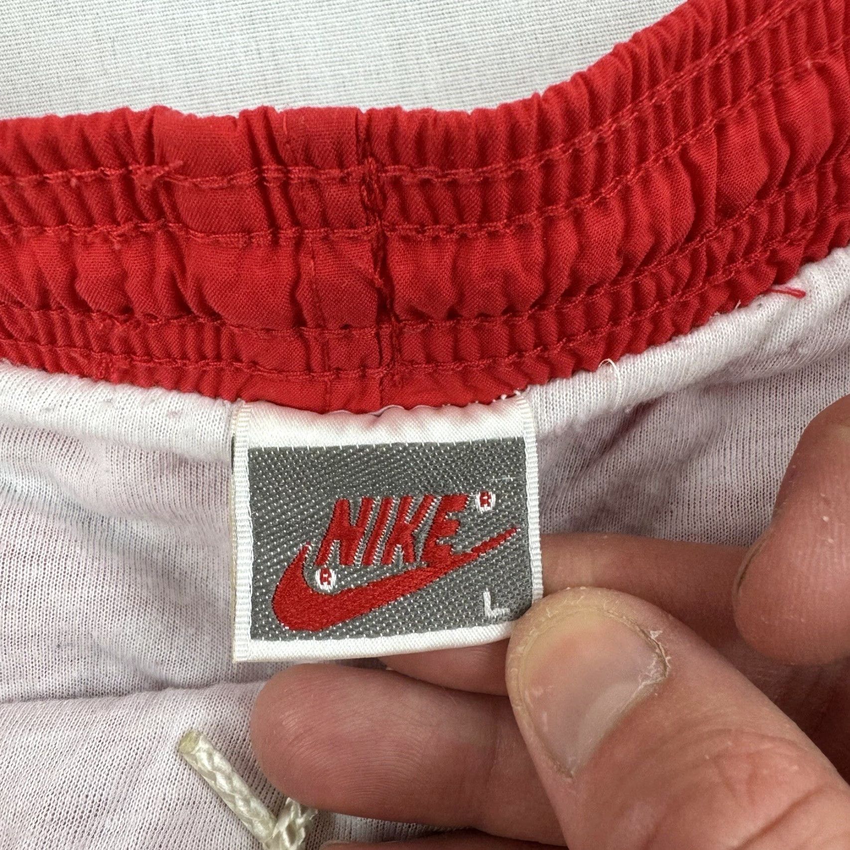 Nike VINTAGE Nike Swim Trunks Adult L Red Beach 90s Logo Trunks Mens Size US 33 - 5 Thumbnail