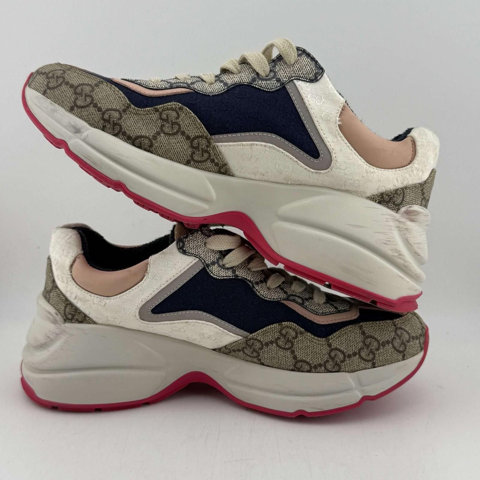 Gucci Gucci GG Rhyton Beige White Pink 36.5EU Used with Box 620185 Size US 6.5 / EU 39-40 - 7 Thumbnail