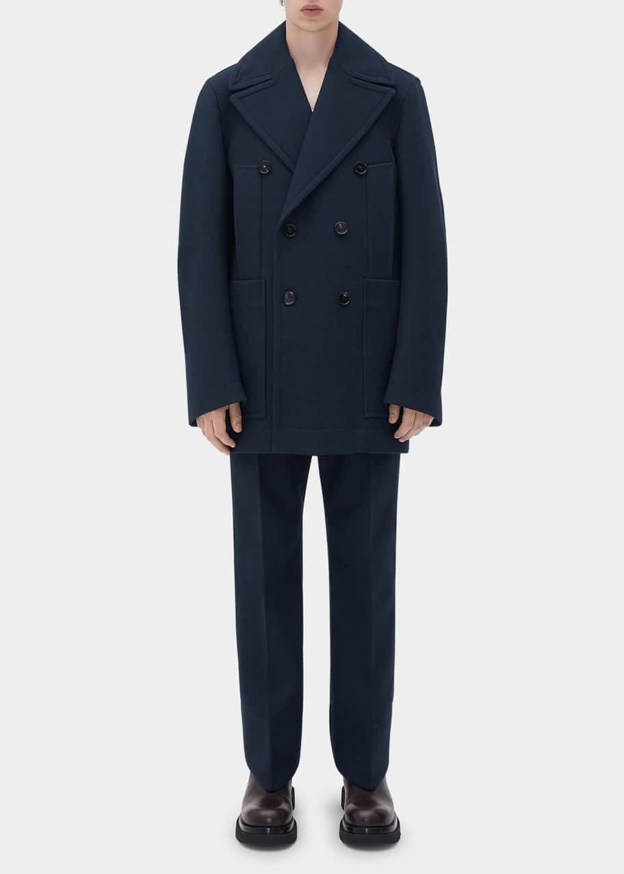 Bottega Veneta Navy rare oversized grain de poudre curved peacoat Size US S / EU 44-46 / 1 - 2 Thumbnail