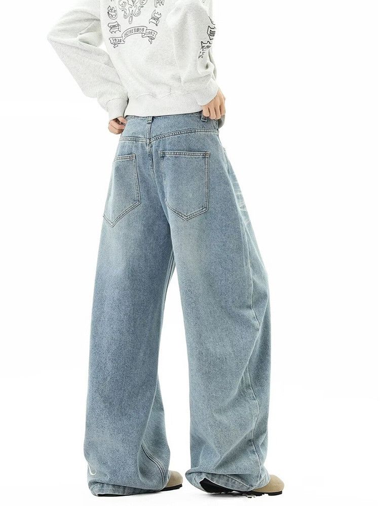 Jean Retro washed distressed letter print jeans for men Size US 32 / EU 48 - 4 Thumbnail