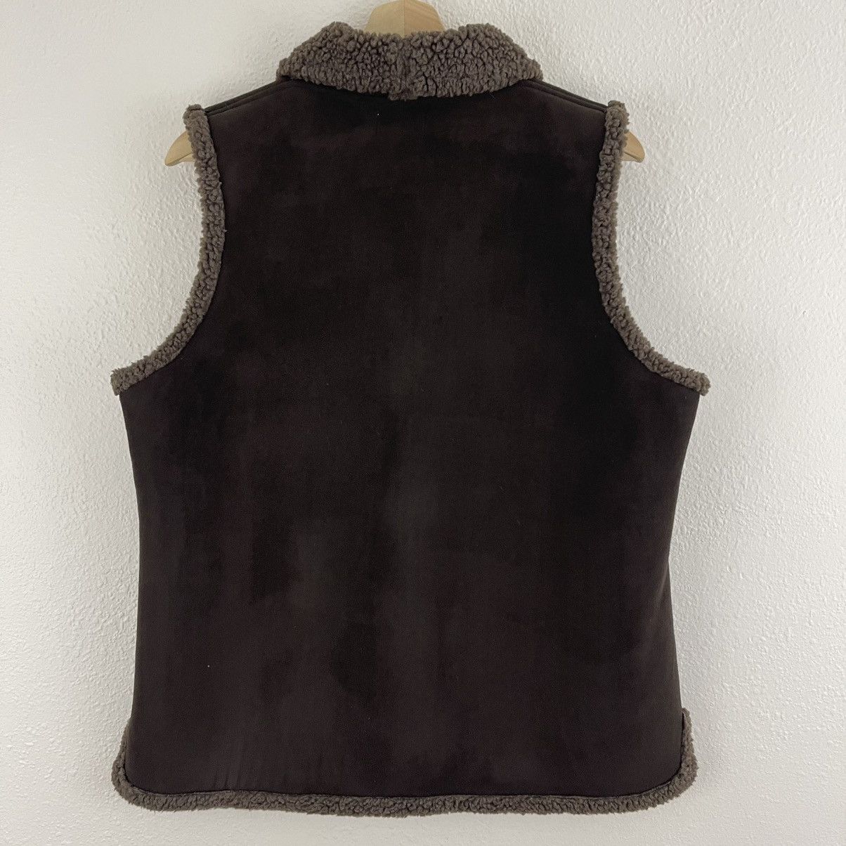 Vintage Y2K Brown Faux Suede Sherpa Toggle Button Up Floral Vest Size M / US 6-8 / IT 42-44 - 10 Thumbnail