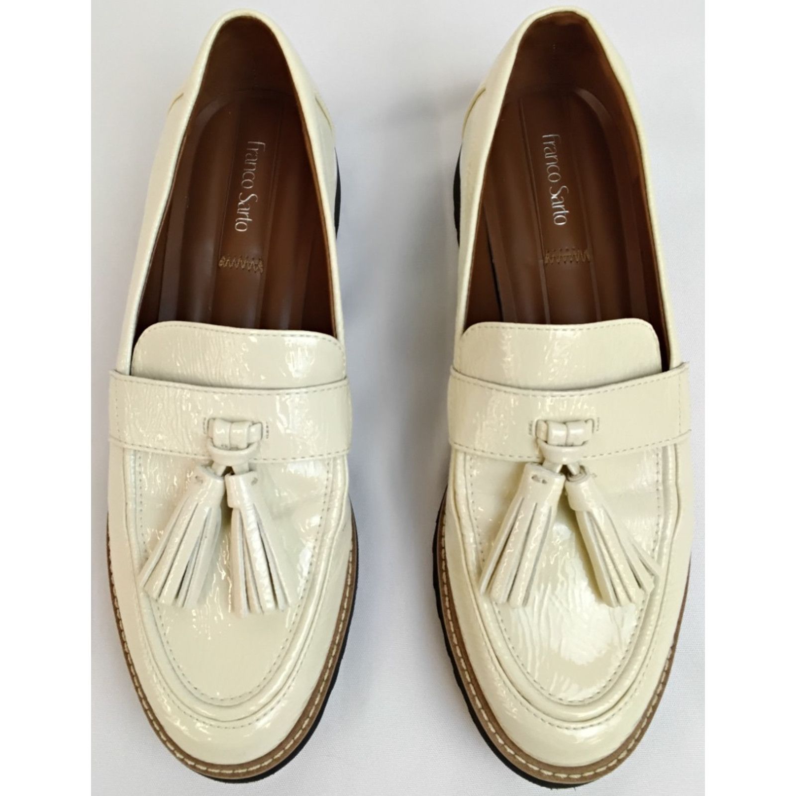 Franco Sarto Franco Sarto Patent Leather Tassel Loafers Women's 8.5 Ivory Size US 8.5 / IT 38.5 - 4 Thumbnail