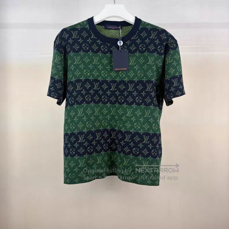 Louis Vuitton Louis Vuitton Blue-green color-block stripe full-print kni Size US L / EU 52-54 / 3 - 1 Thumbnail