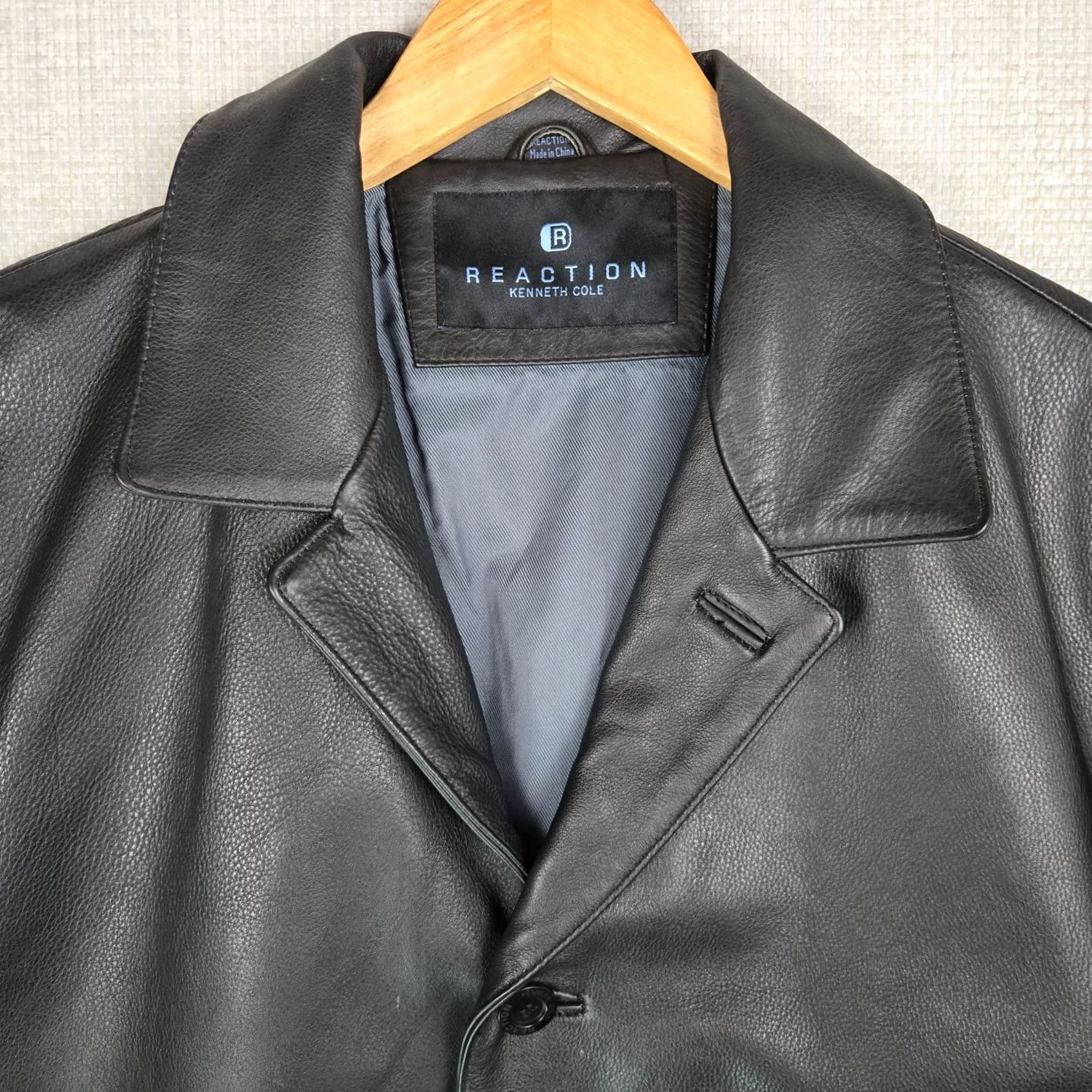 Kenneth Cole Kenneth Cole Reaction Men's Leather Jacket Medium Notch Lapel Button Front Insulated Black Coat/Jacket Size US M / EU 48-50 / 2 - 3 Thumbnail
