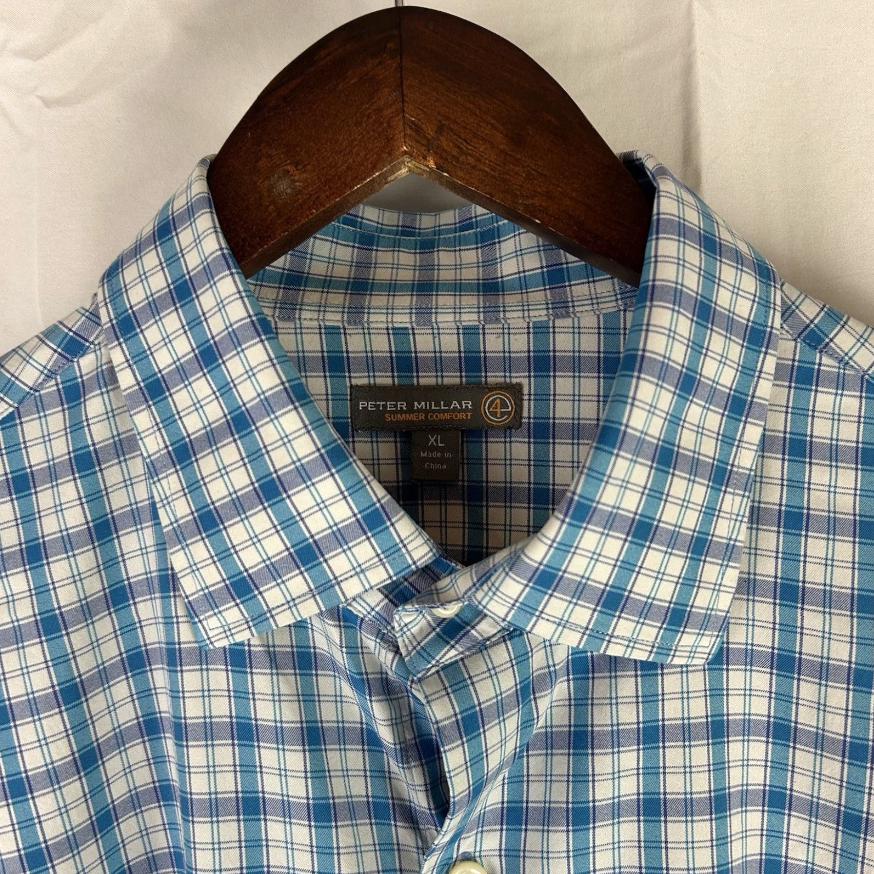 Peter Millar PETER MILLAR Summer Comfort Men’s Blue Check Plaid Shirt XL Size US XL / EU 56 / 4 - 3 Thumbnail