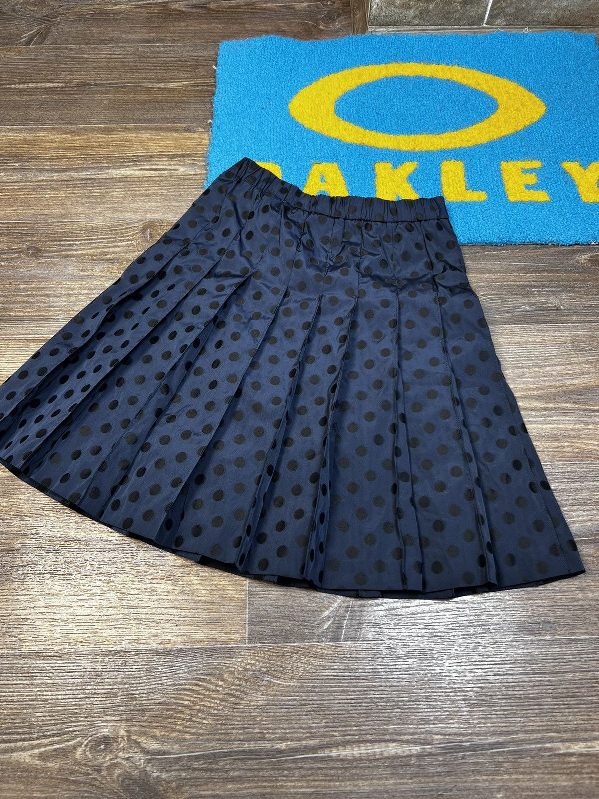 Moncler Blue Polka Dot Pleated Knee Length Skirt size 42