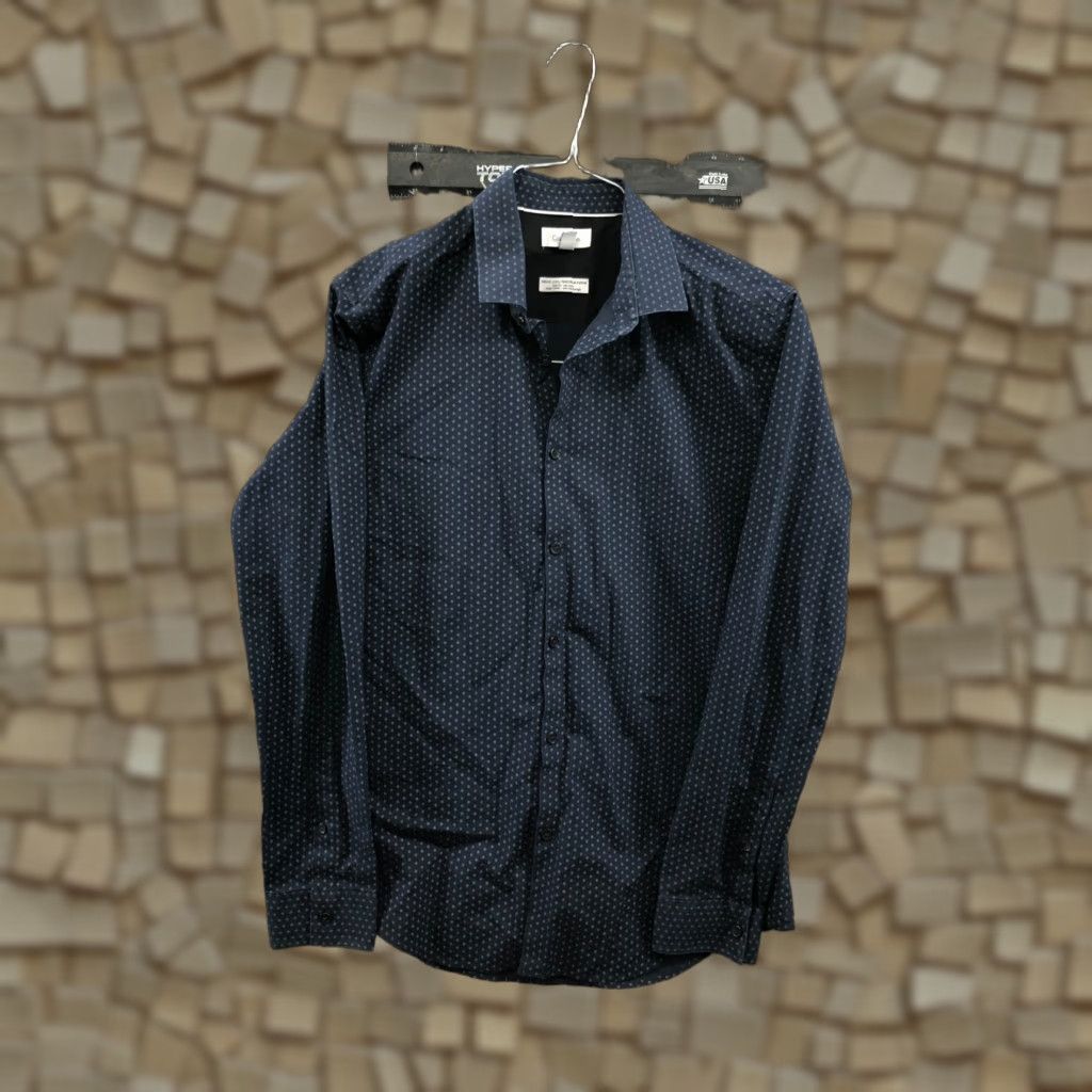 Calvin Klein Calvin Klein Shirt Mens M Non Iron Long Sleeve Spread Collar Blue Argyle • Calvin Klein Infinite Cool • Blue Size US M / EU 48-50 / 2 - 1 Thumbnail