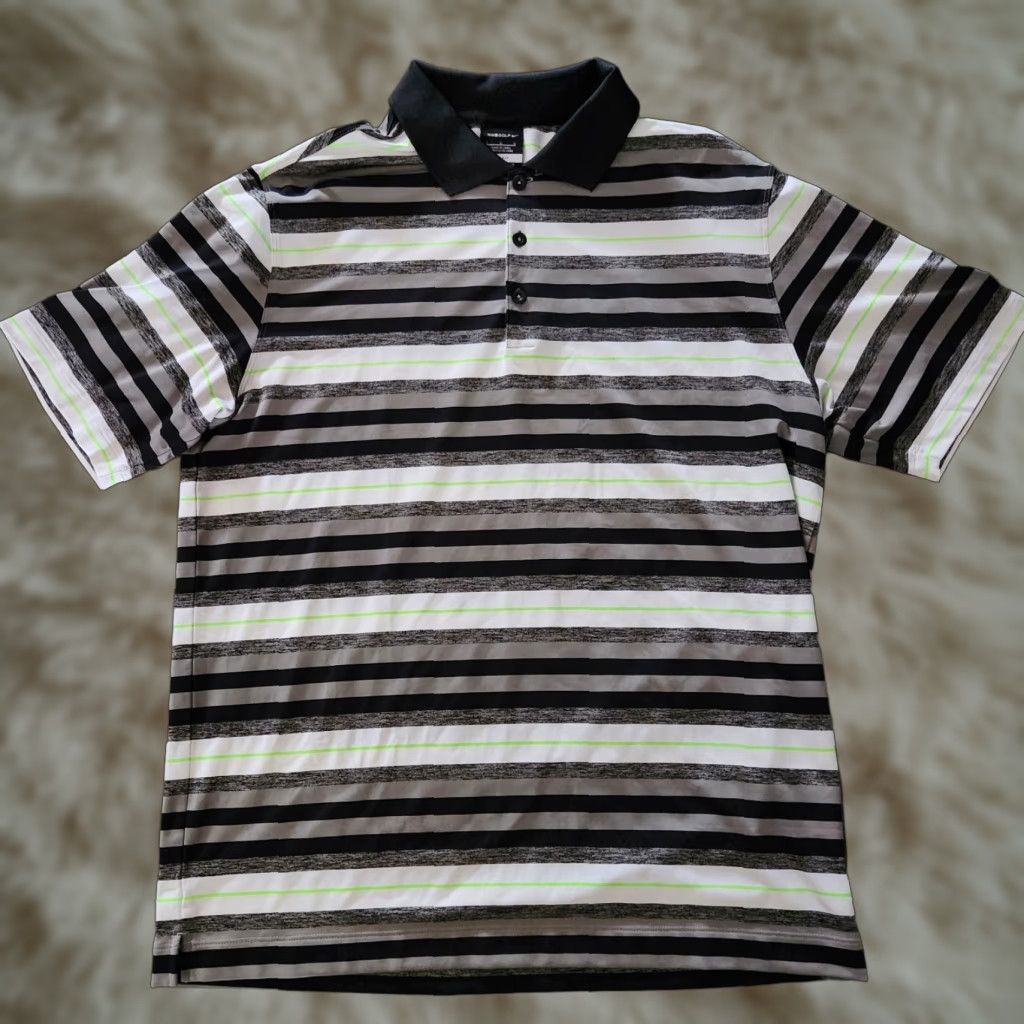 Nike Nike Golf Polo Dri-Fit Striped Athletic Shirt Mens Size Large Size US L / EU 52-54 / 3 - 1 Thumbnail