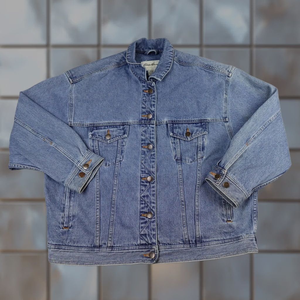 Eddie Bauer VINTAGE Eddie Bauer Jacket Womens XL Blue Denim Jean Trucker Button Up Classic Jacket Size 40" / US 18 - 1 Thumbnail