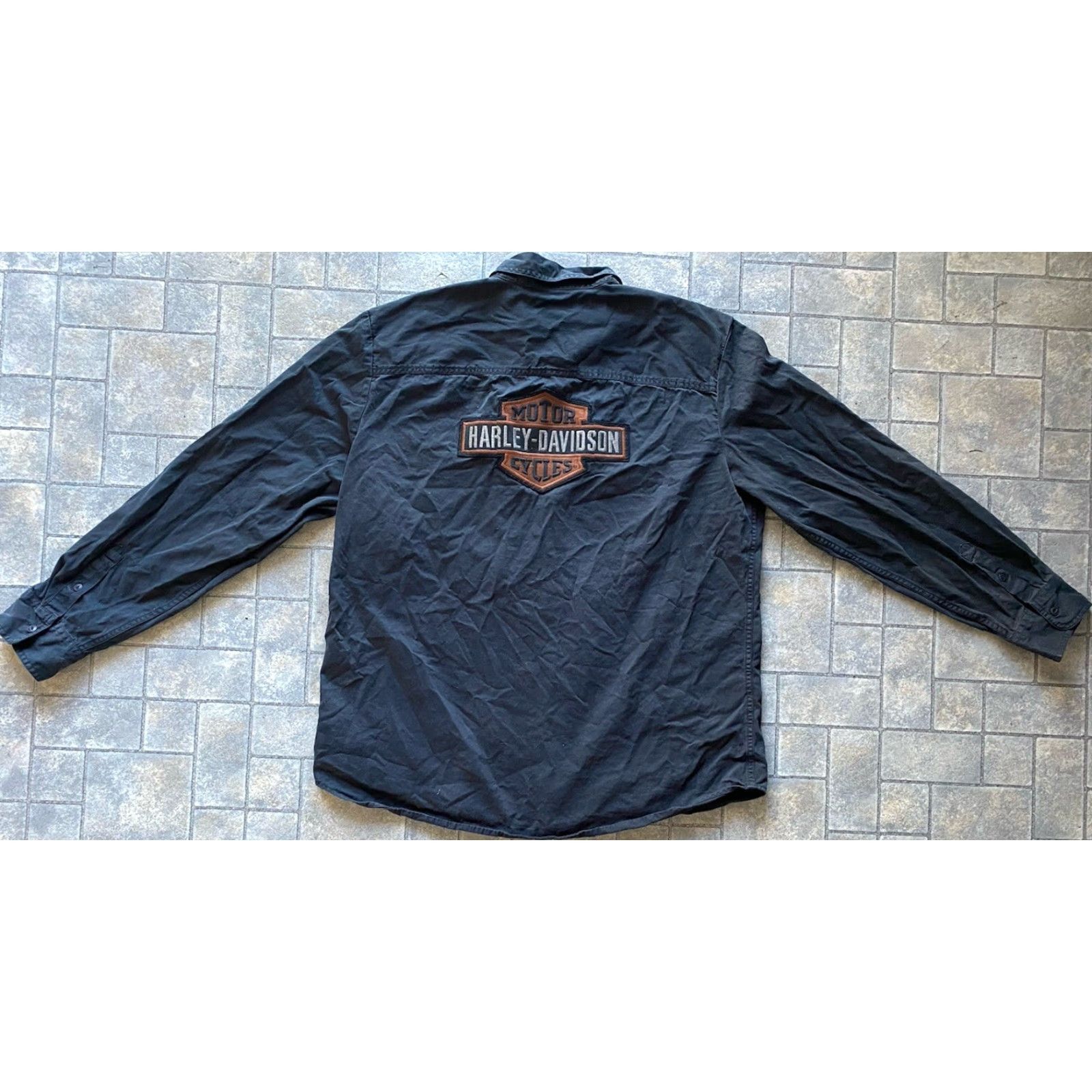 Harley Davidson Harley-Davidson Shirt Button-Up Long Sleeve Black 2XL Slim Mens Size US XXL / EU 58 / 5 - 2 Thumbnail