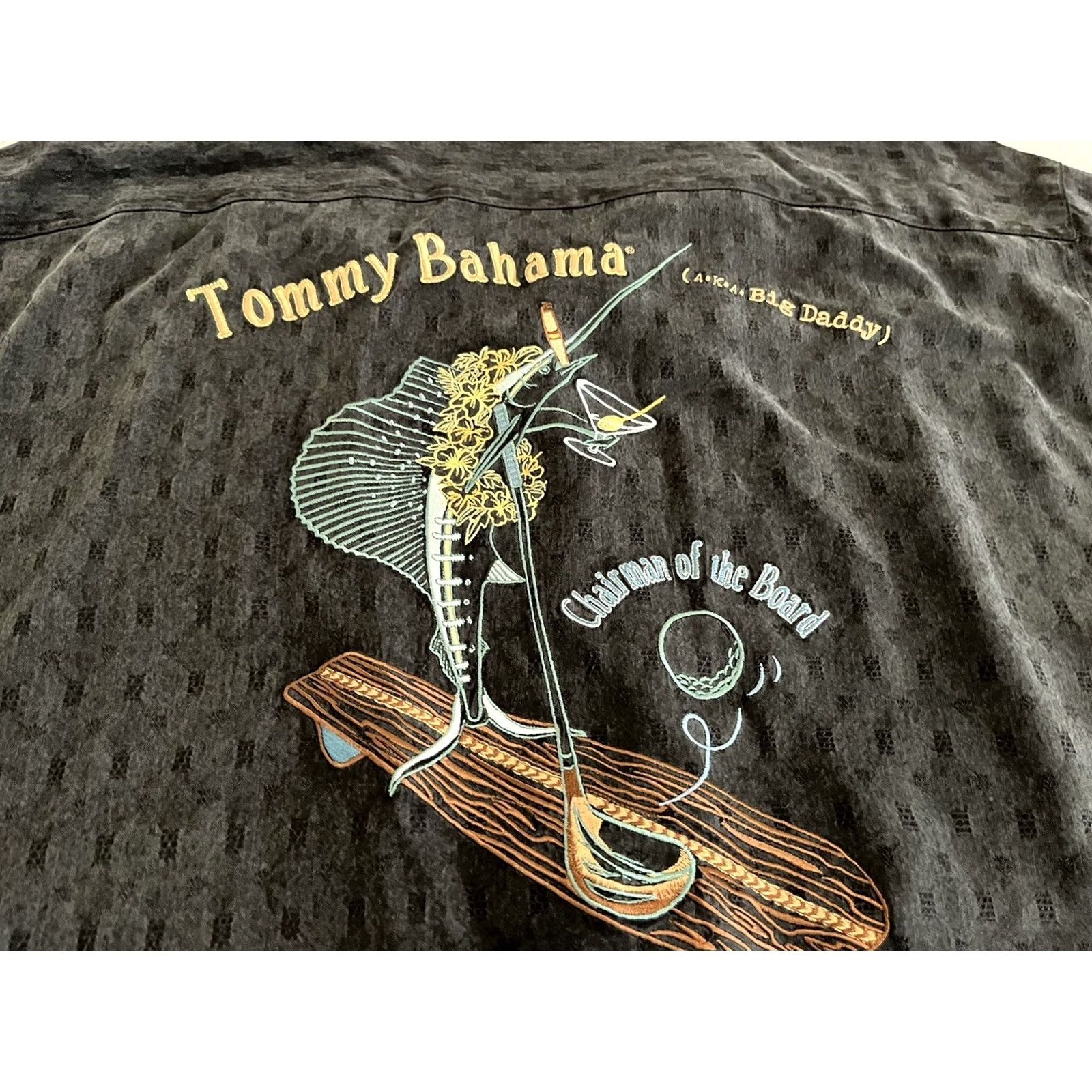 Tommy Bahama Tommy Bahama Silk Embroidered Shirt Black Golf Marlin Martini Surf Mens XL Button-Up Short Sleeve Shirt Size US XL / EU 56 / 4 - 2 Thumbnail
