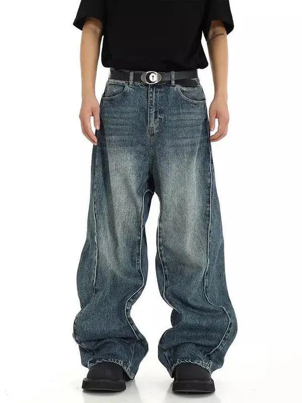 VIBE Baggy Embroidered Wide Leg Denim Jeans Size US 34 / EU 50 - 6 Thumbnail