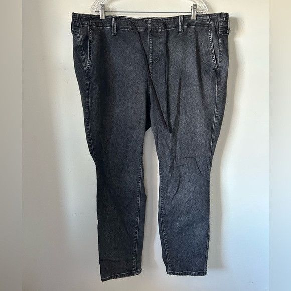 Torrid Torrid Feel the Fit Black Drawstring Straight Leg Jeans Size 38" / US 16 / IT 52 - 1 Thumbnail