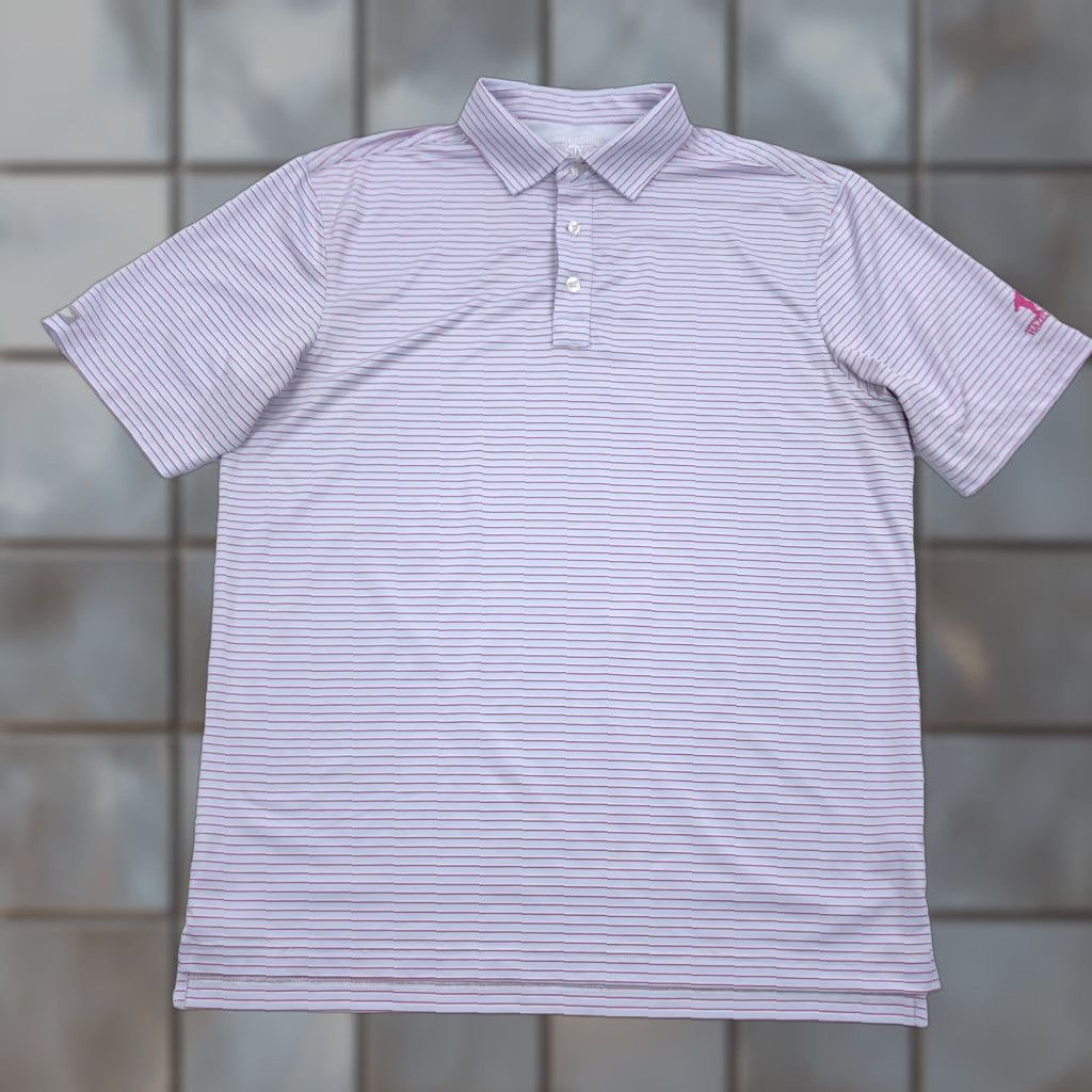 Vintage Straight Down Polo Shirt Blue Red Striped Men's L Golf Casual Activewear Short Sleeve Button Embroidered Logo Brushed Knit Moisture Wicking Size US L / EU 52-54 / 3 - 1 Thumbnail
