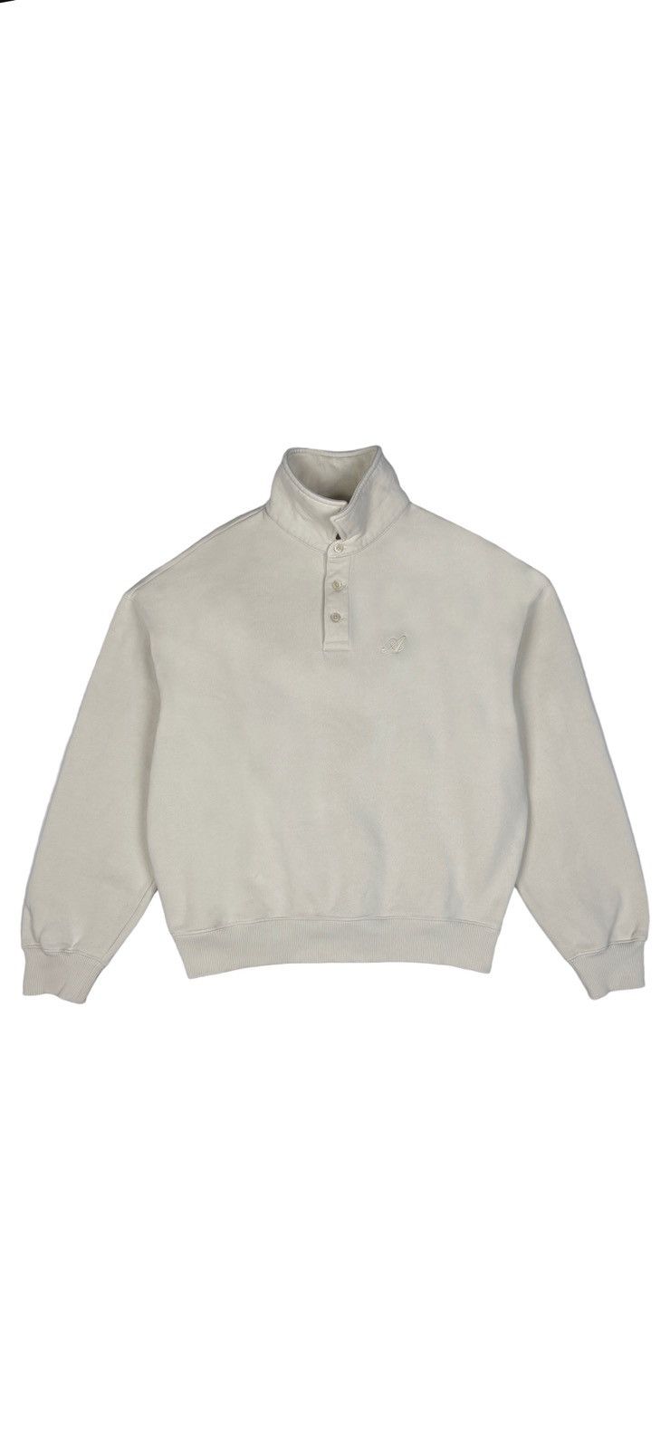 Image of Axel Arigato Signature Logo Button Up Collar Sweater in White Smoke, Men's (Size Small)