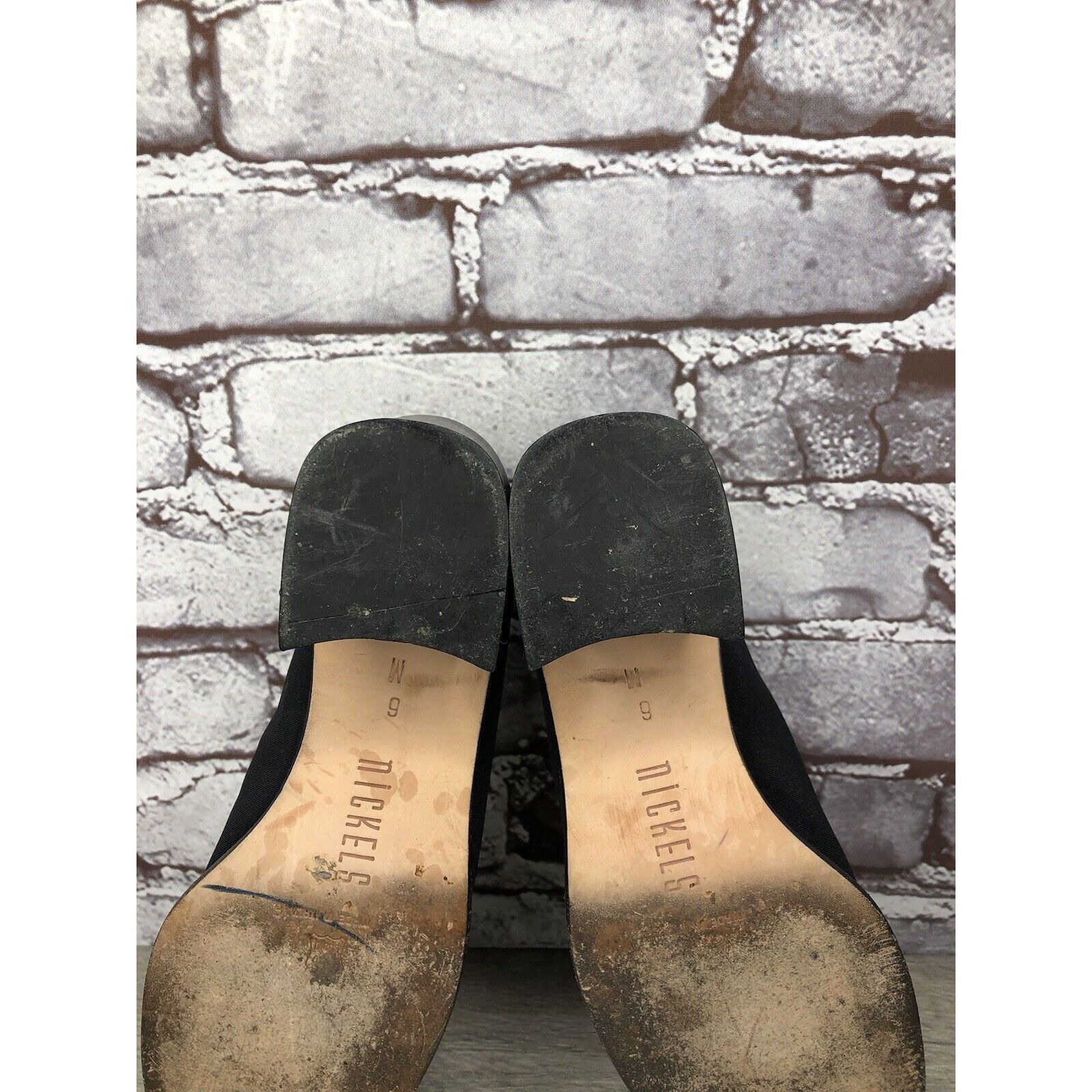 Other Nickels VTG Black Fabric Stretchy Loafers Pump Block Heels W Size US 6 / IT 36 - 7 Thumbnail