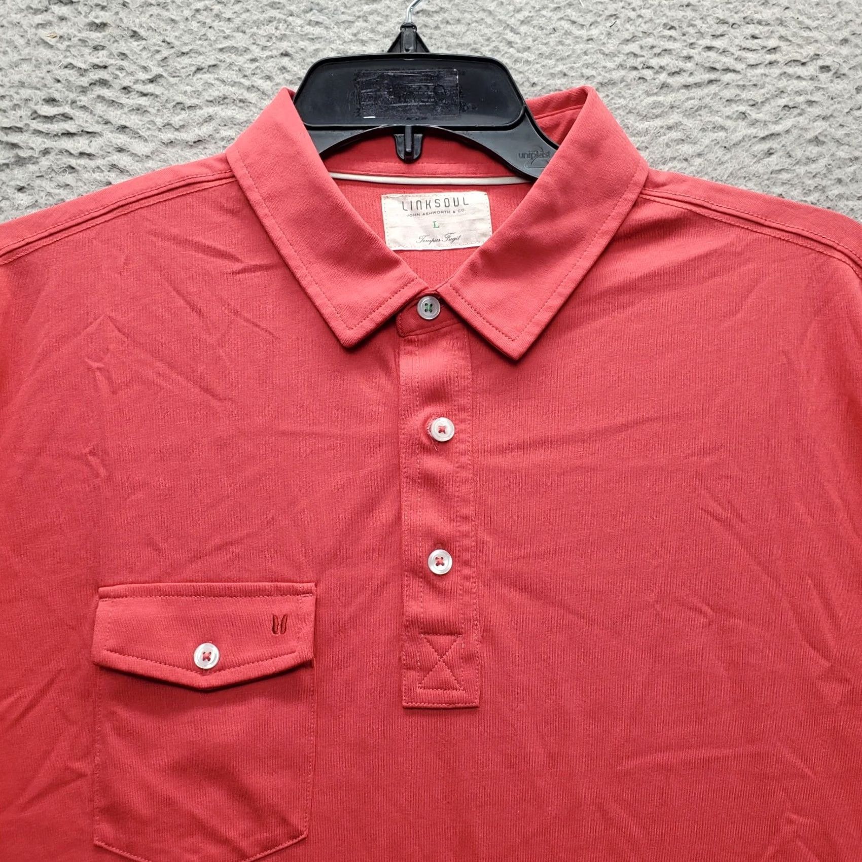 Vintage Linksoul Pocket Polo Shirt Mens L Pink Tempus Fugit Performance Short Sleeve Shirt Size US L / EU 52-54 / 3 - 7 Thumbnail
