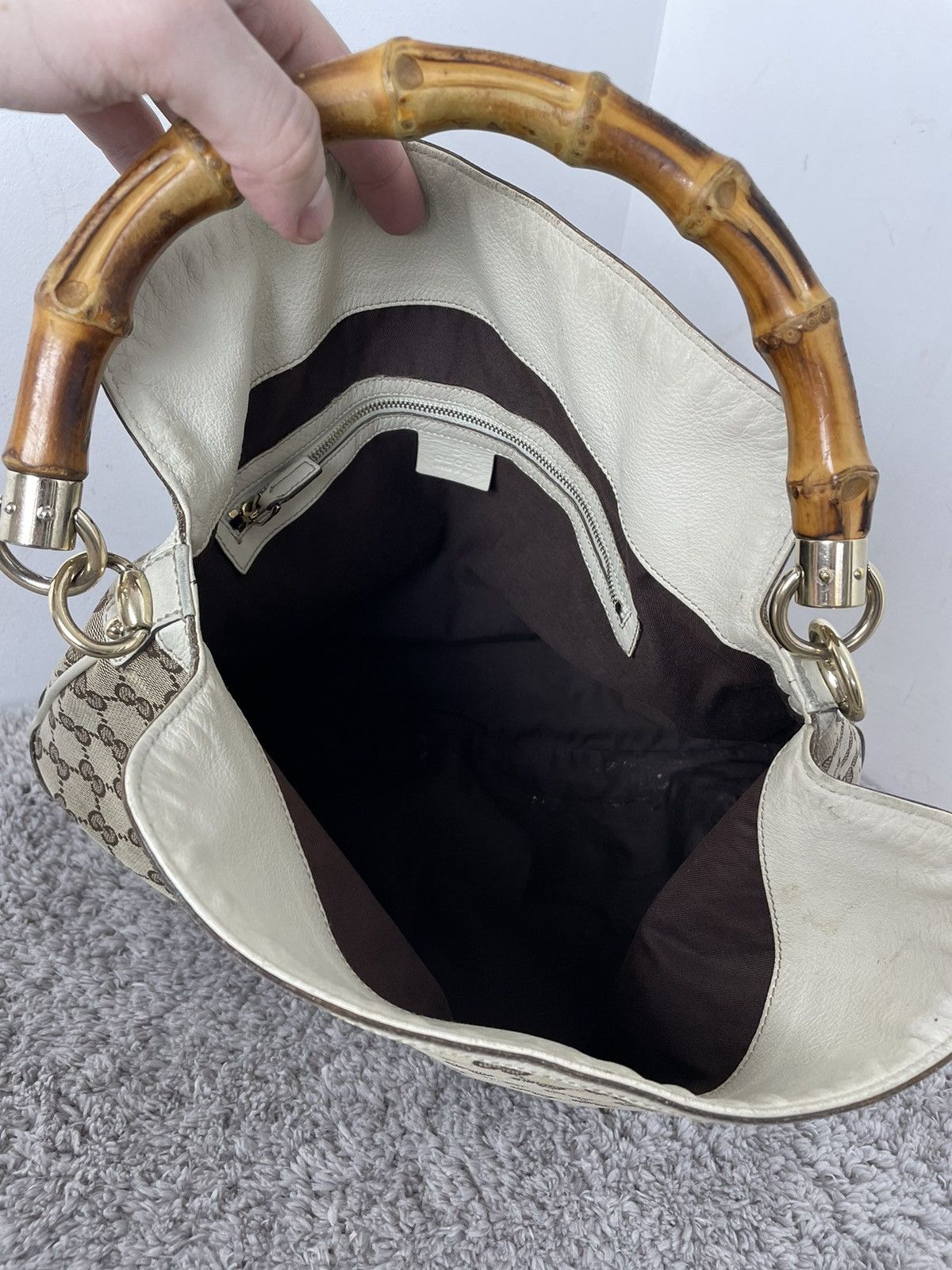 Gucci Gucci Monogram Peggy Bamboo Top Handle Medium Shoulder Bag Size ONE SIZE - 15 Thumbnail