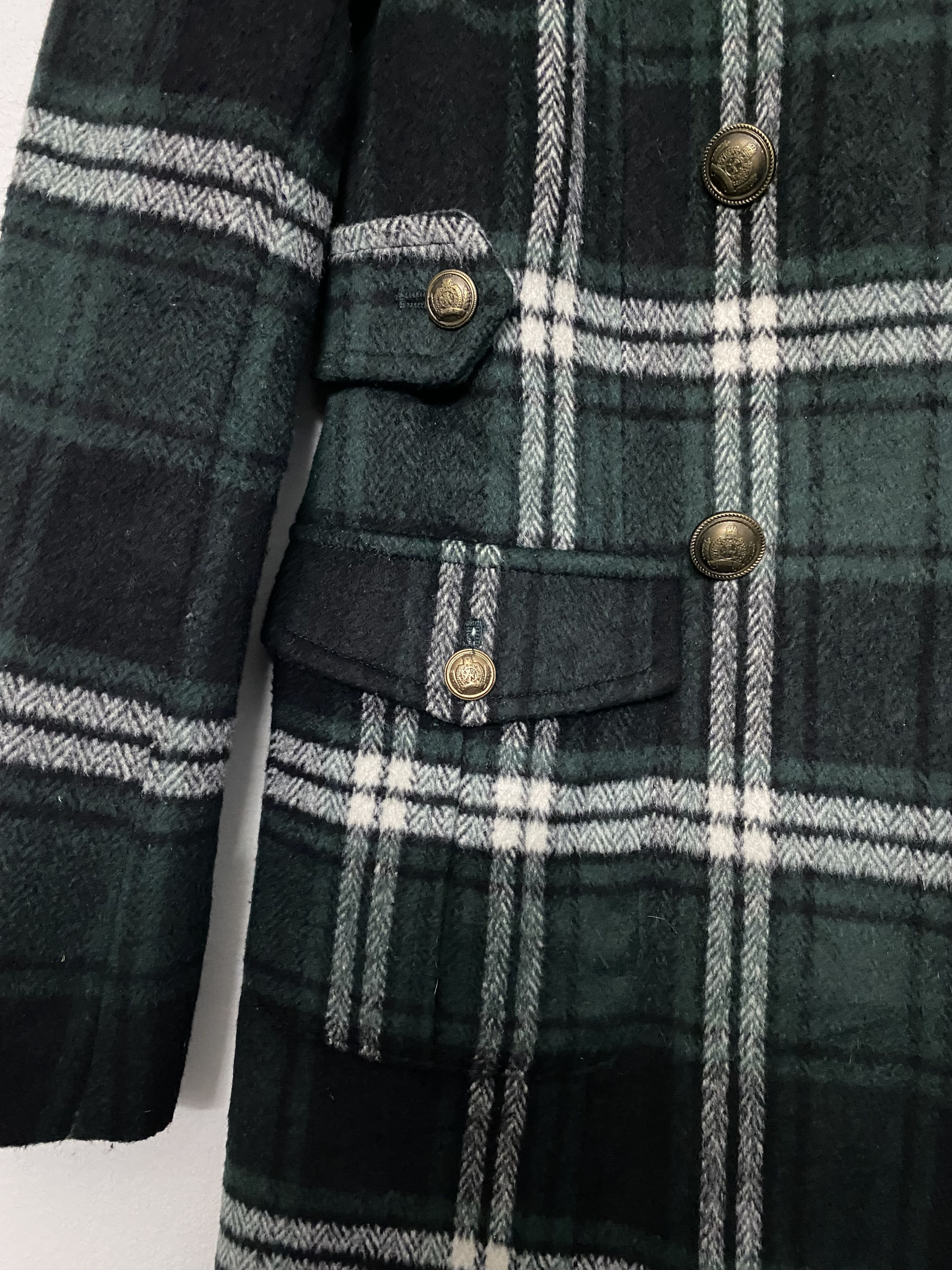 Takeo Kikuchi TK MIXPICE Green Check Tartan Wool Blend Jacket Coat Size M / US 6-8 / IT 42-44 - 7 Thumbnail