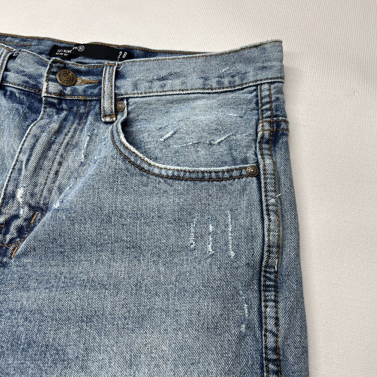 Cotton On Cotton On Jean Shorts Blue 90s Denim Distressed Ripped Faded Size US 28 / EU 44 - 5 Thumbnail