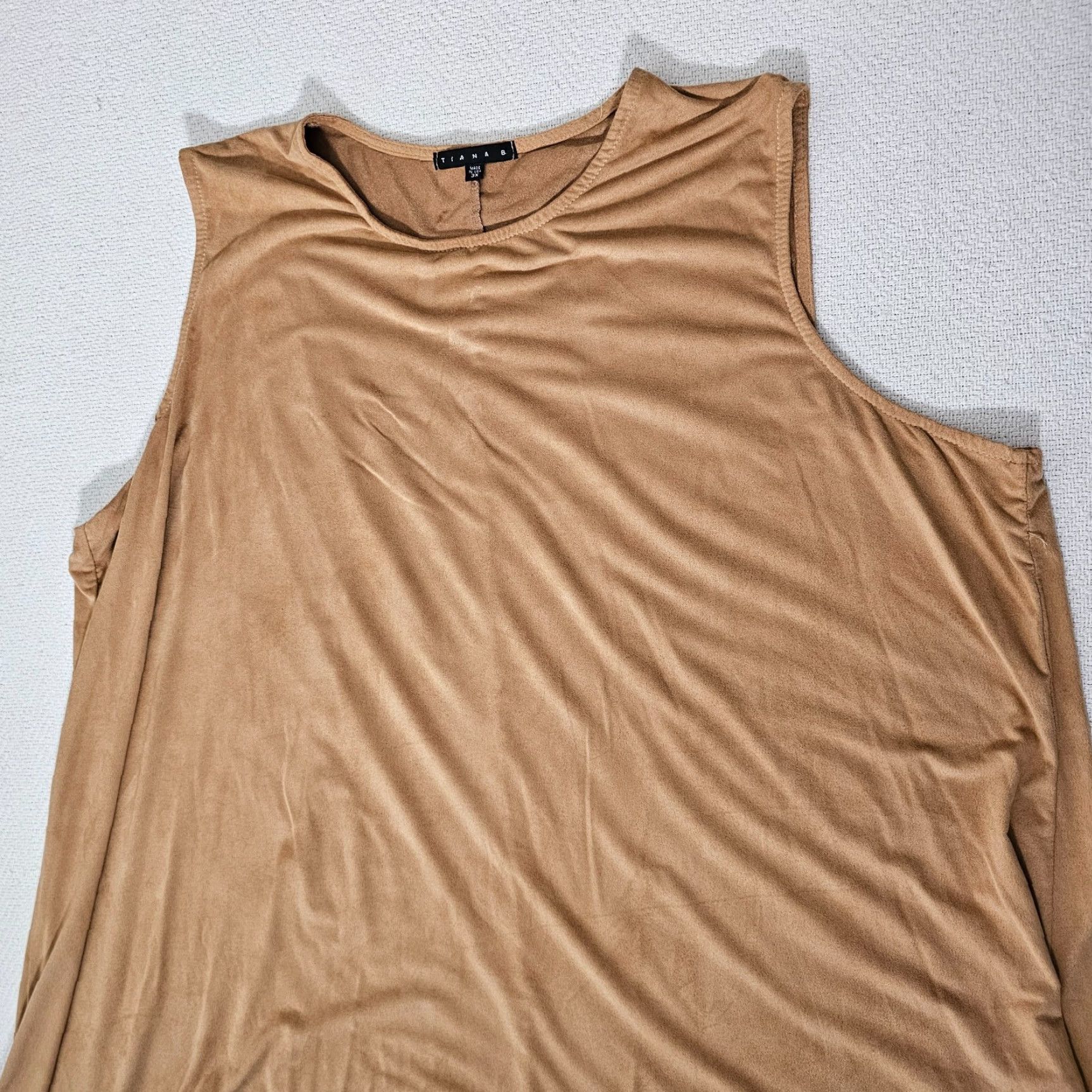 Camel VINTAGE Tiana B Women's Plus Size 3X A-Line Faux Suede Dress Sleeveless Fall Casual Size XXL / US 16-18 / IT 52-54 - 6 Thumbnail