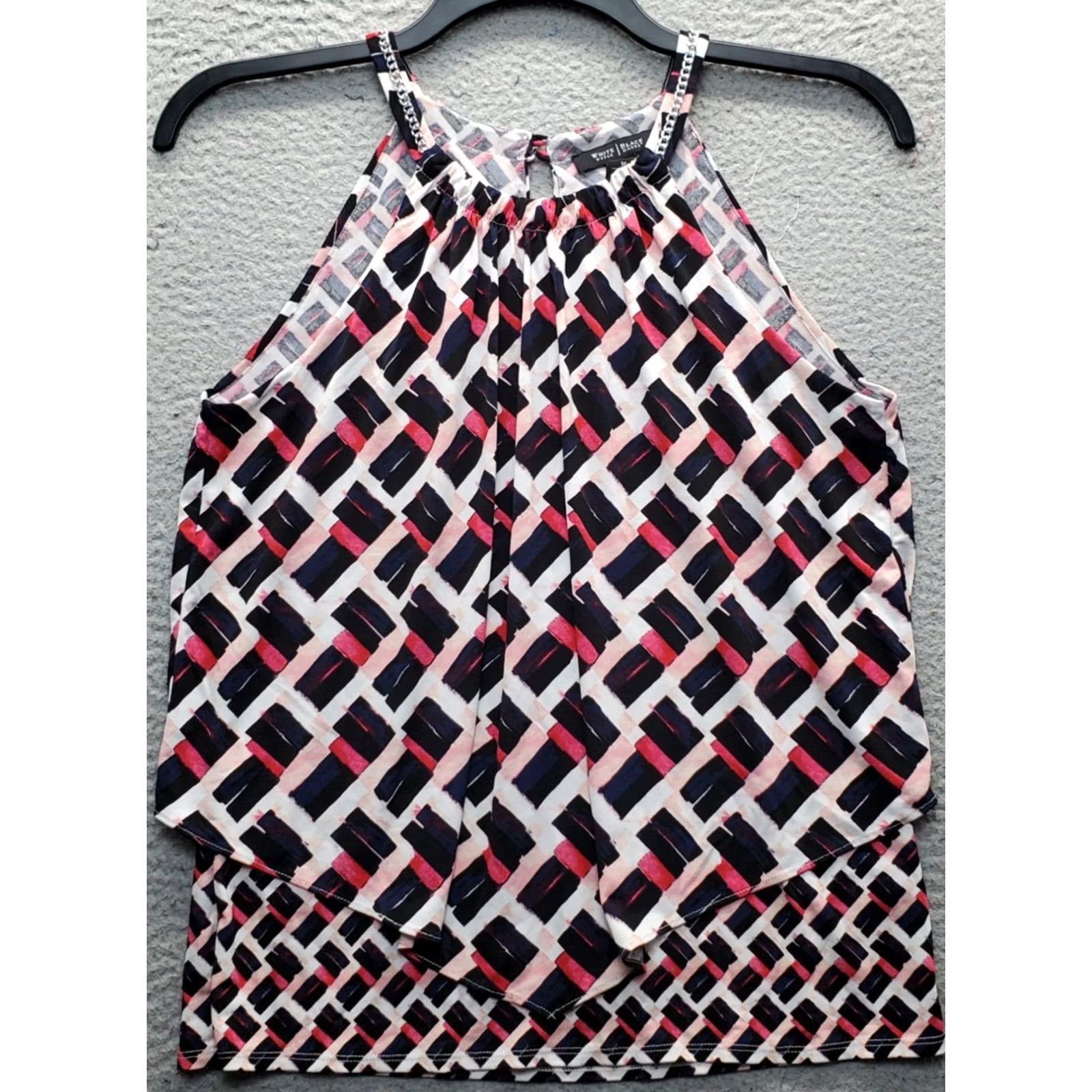 White House Black Market White House Black Market Blouse Womens M Multicolor Patterned Pleated Keyhole Back Shirt Adult Womens M Multicolor Geometric Sleeveless Size M / US 6-8 / IT 42-44 - 2 Thumbnail