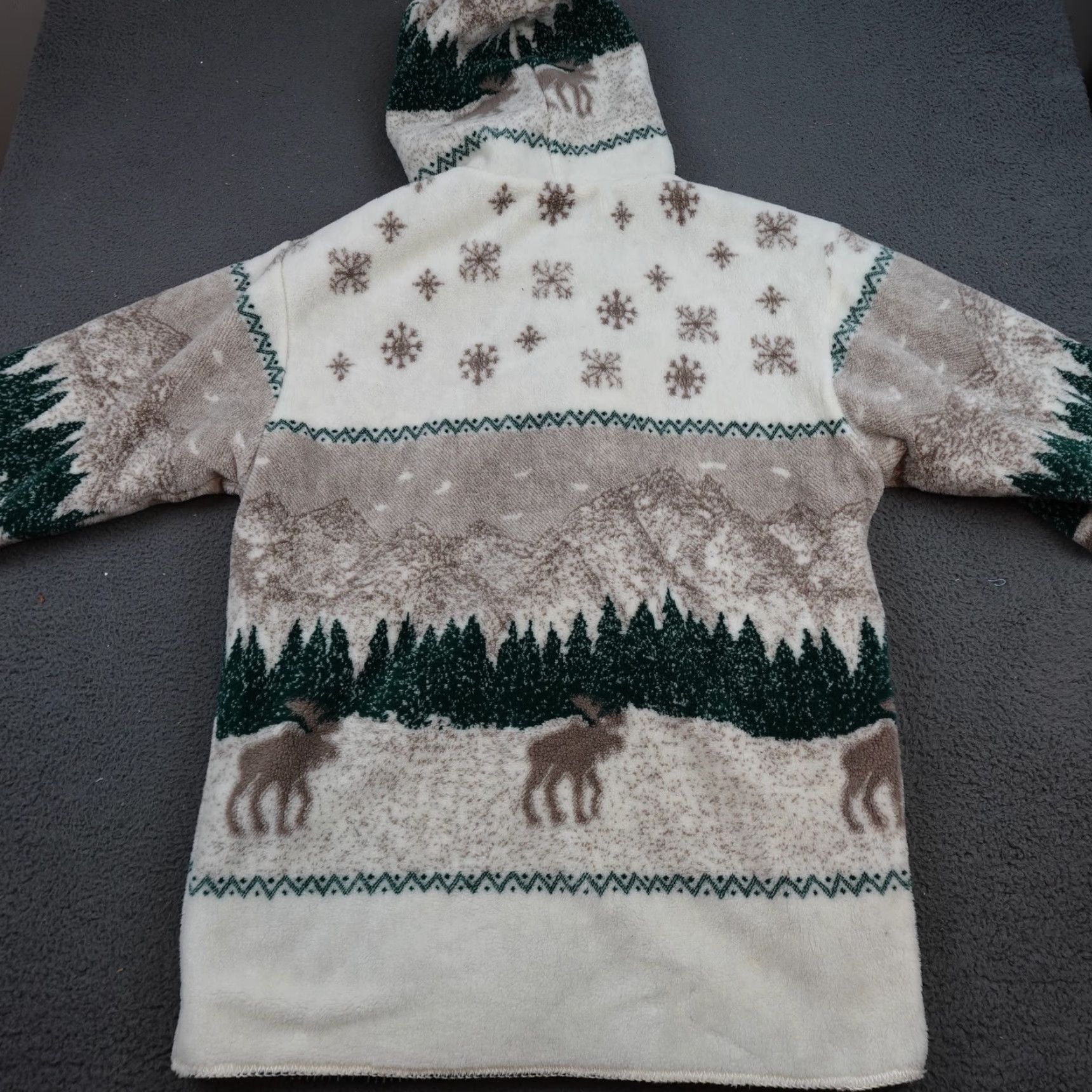 Vintage Denali Coat Womens Medium White Fleece Hooded Toggle Moose Print Lined Parka Button Pocket Swing Size M / US 6-8 / IT 42-44 - 7 Thumbnail