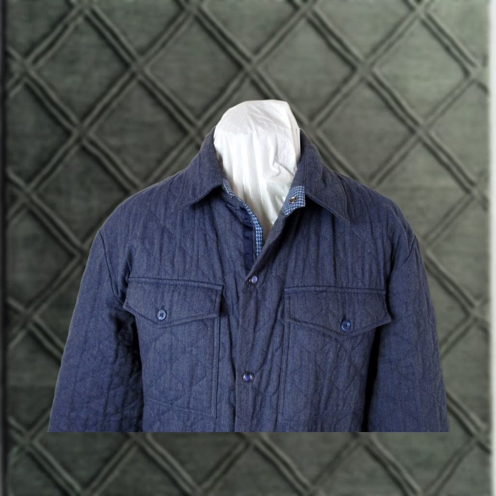 Robert Graham Robert Graham Shacket Jacket Mens Sz XL Blue Quilted Snap Button Up Lite Modern Americana Size US XL / EU 56 / 4 - 1 Thumbnail