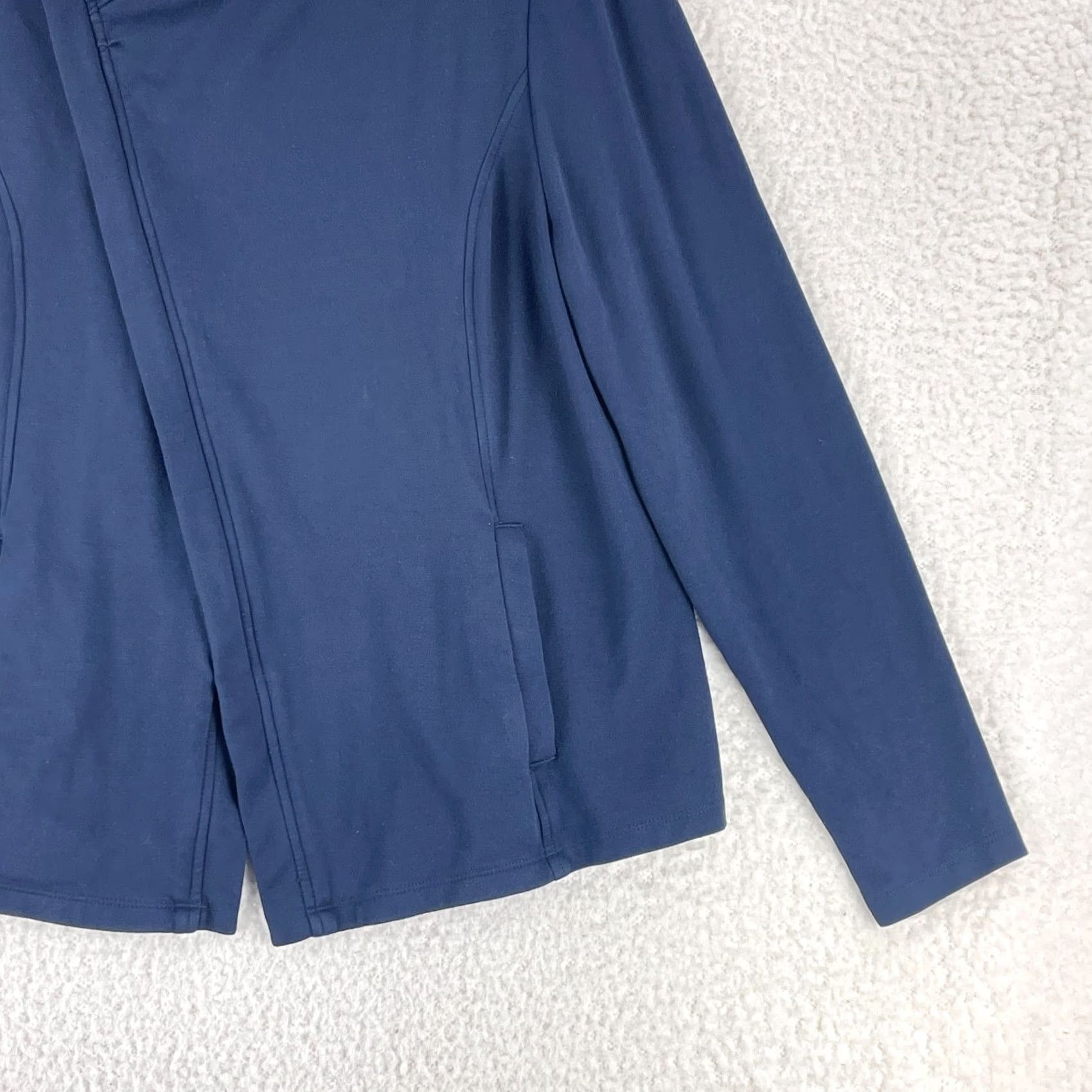 Vintage Christopher & Banks Womens Sweater Petites Zip Up Blue Knit Size PL Long Sleeve - Bag/City/Designer Style, All Seasons, Pocket Size L / US 10 / IT 46 - 4 Thumbnail