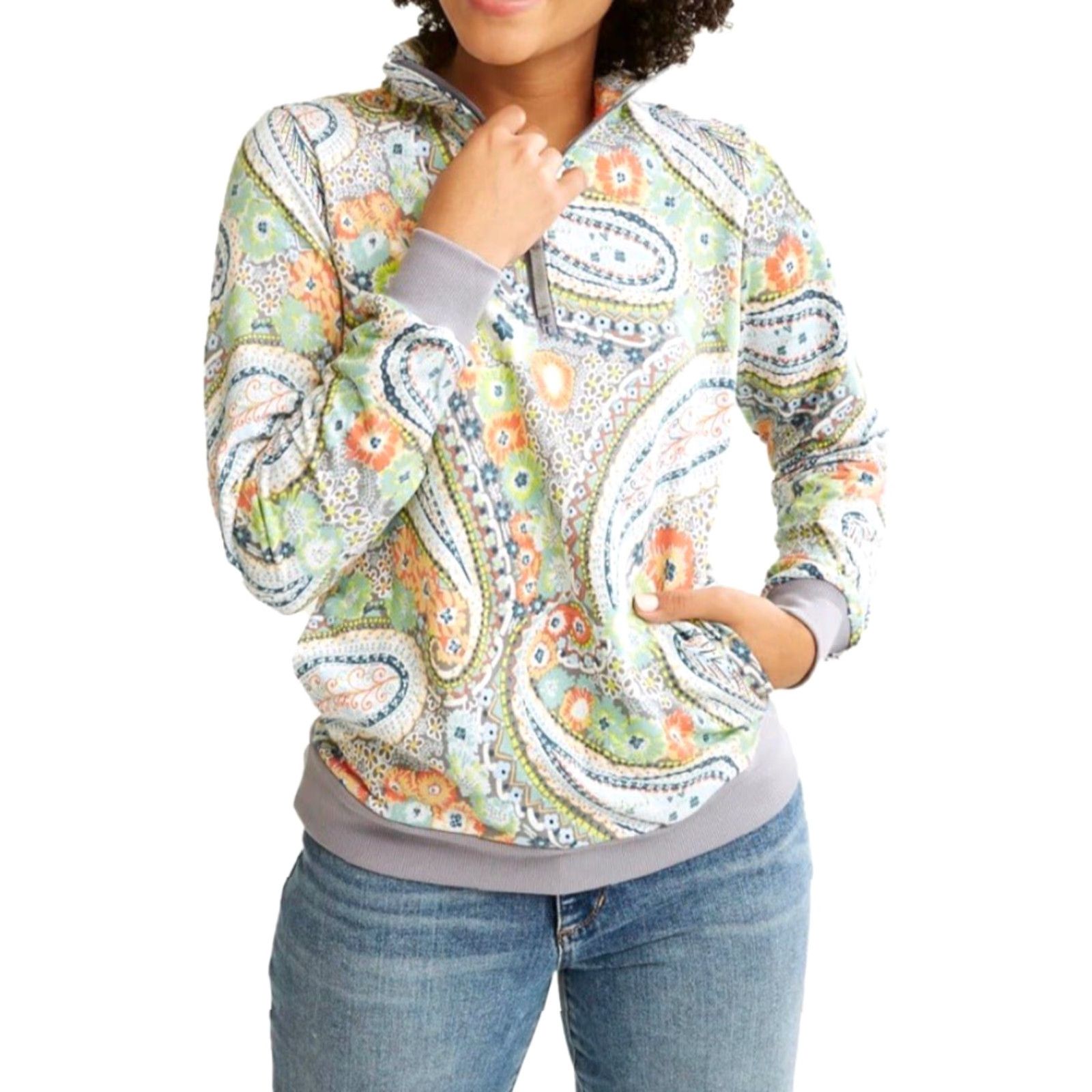 Vera Bradley Vera Bradley Sweatshirt Women’s W/Pockets - 1/4 Zip French Terry XS - Multicolor, Pullover, Regular Fit, Colorful, Size XS Jersey American Apparel? Size XS / US 0-2 / IT 36-38 - 2 Thumbnail