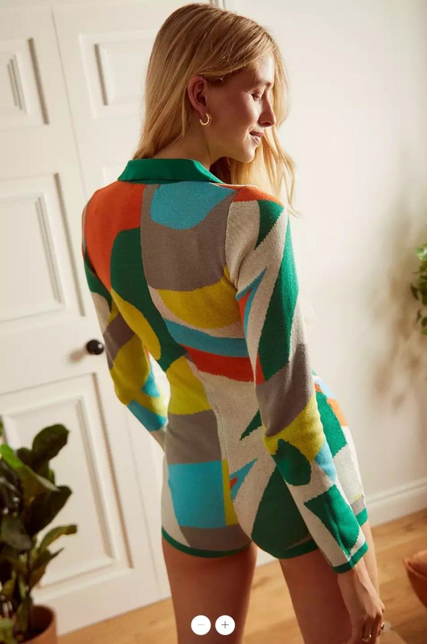 Jaded London Abstract Art knit Long Sleeve Jumpsuits Romper