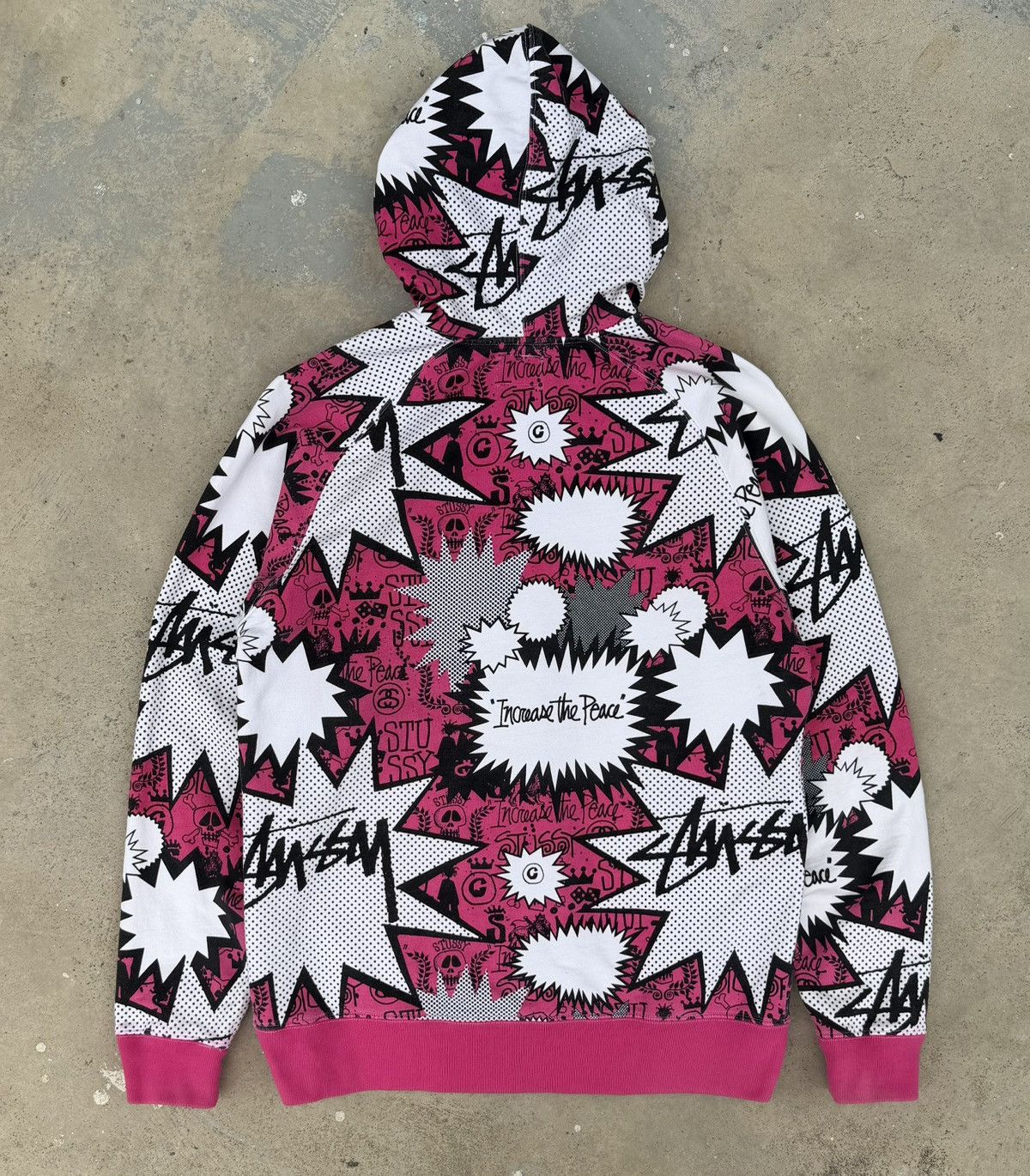 Stussy Stüssy Zip Hoodie All Over Print Pink Graphic Streetwear Size US L / EU 52-54 / 3 - 5 Thumbnail