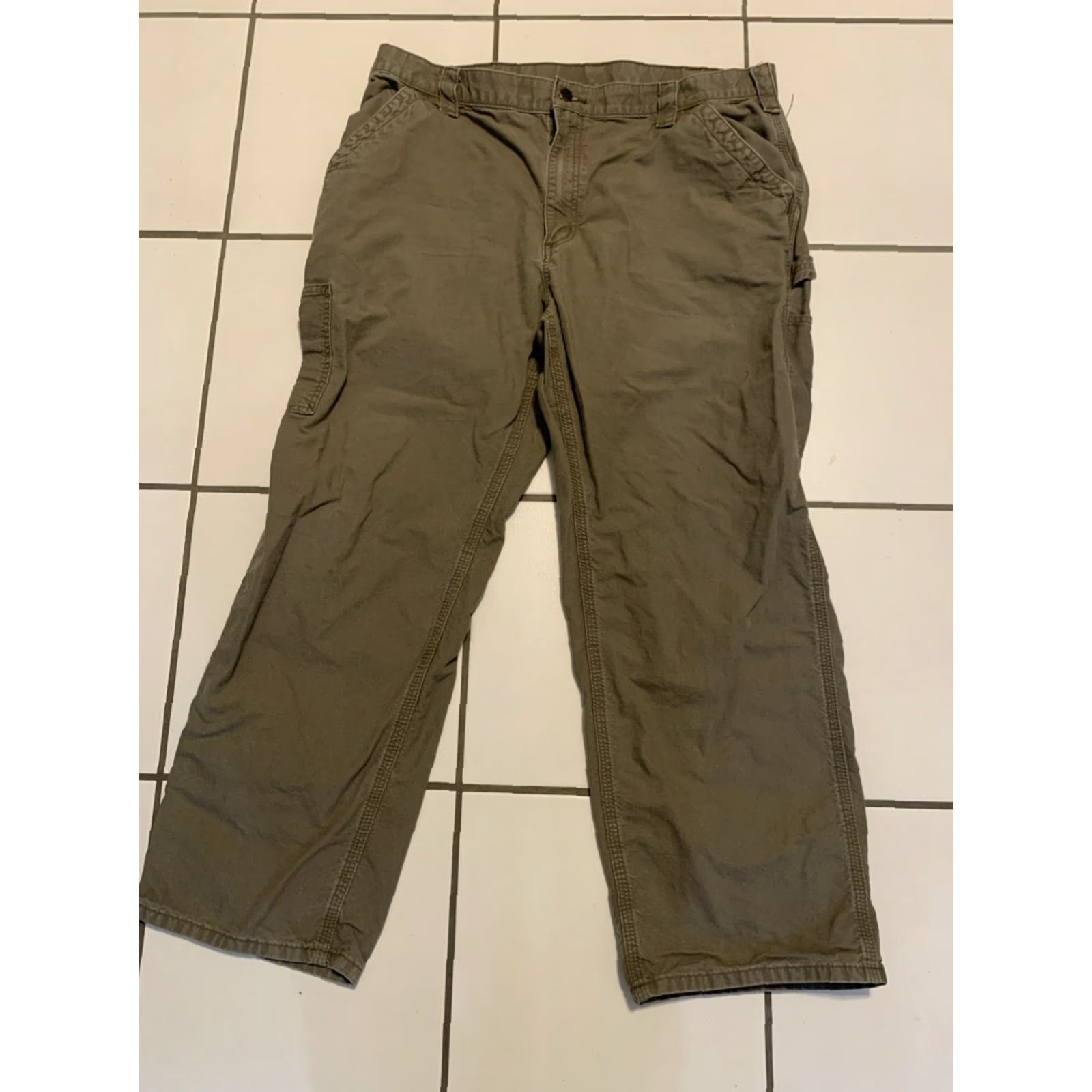 Carhartt Carhartt Men’s Carpenter Canvas Pants 40x29 Workwear Brown Regular Straight Hammer Loop Size US 40 / EU 56 - 2 Thumbnail