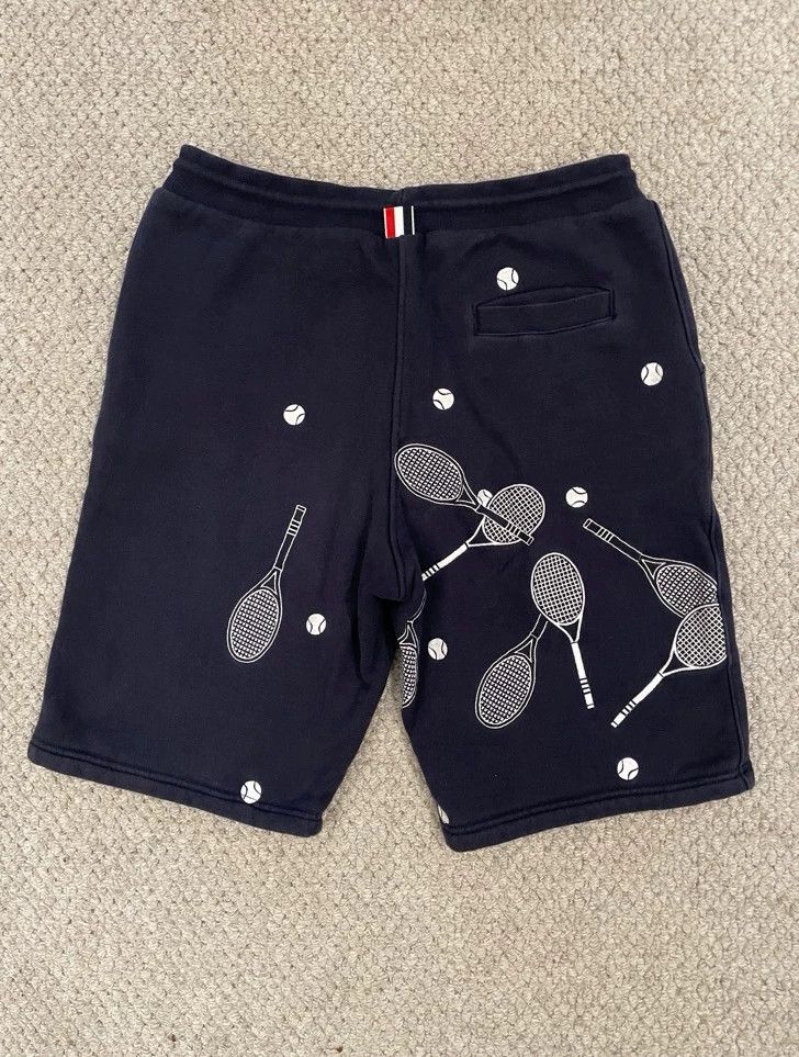 Thom Browne Thom browne Size 2 Navy blue embroidered tennis shorts 250 Size US 32 / EU 48 - 2 Thumbnail