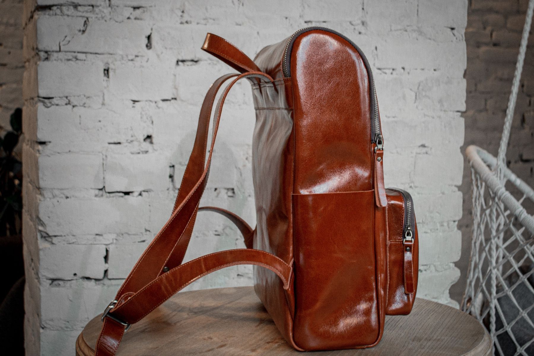 Handmade Leather backpack. Genuine leather Size ONE SIZE - 2 Thumbnail
