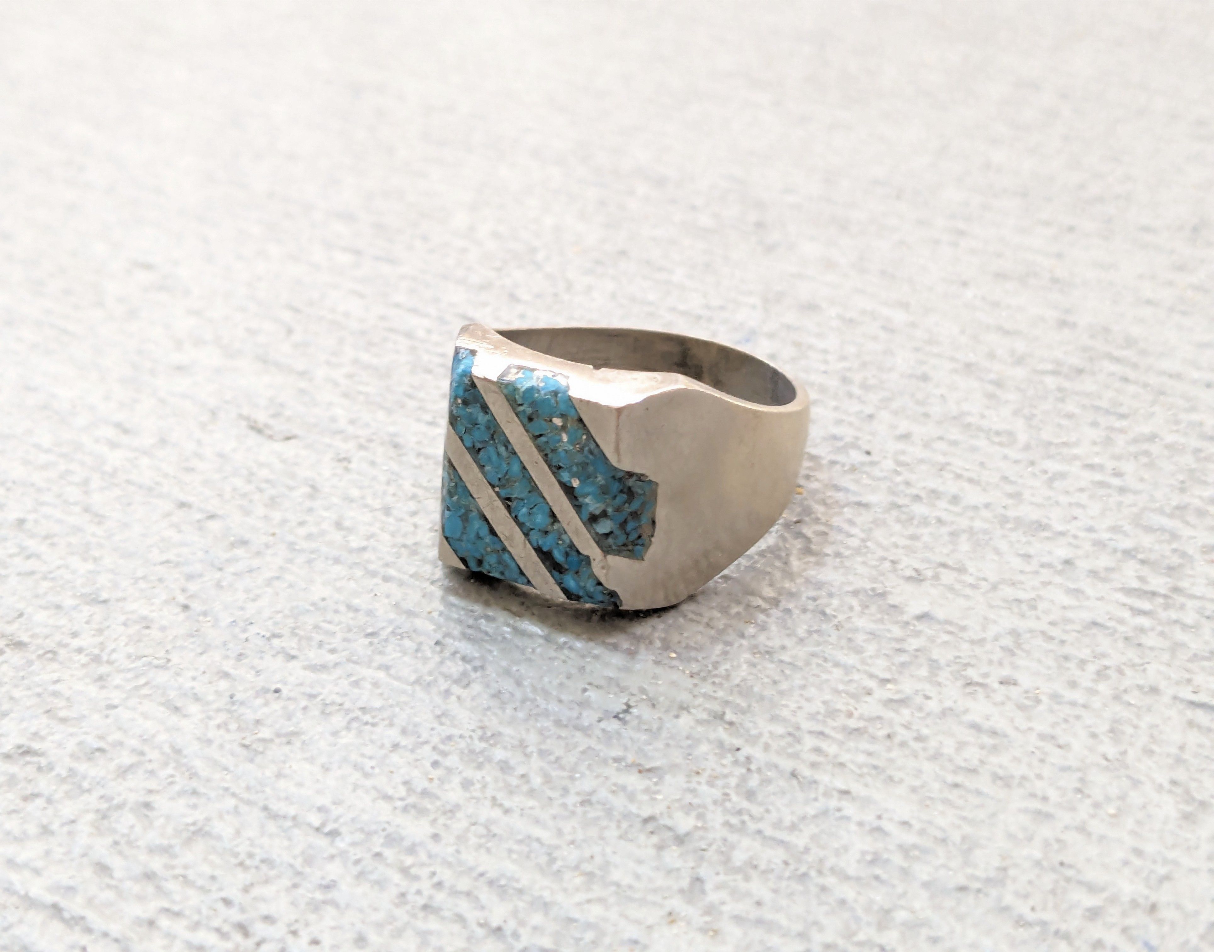 Jewelry Vintage Sterling Silver Ring 11.5 Turquoise Square Modern Size ONE SIZE - 1 Thumbnail