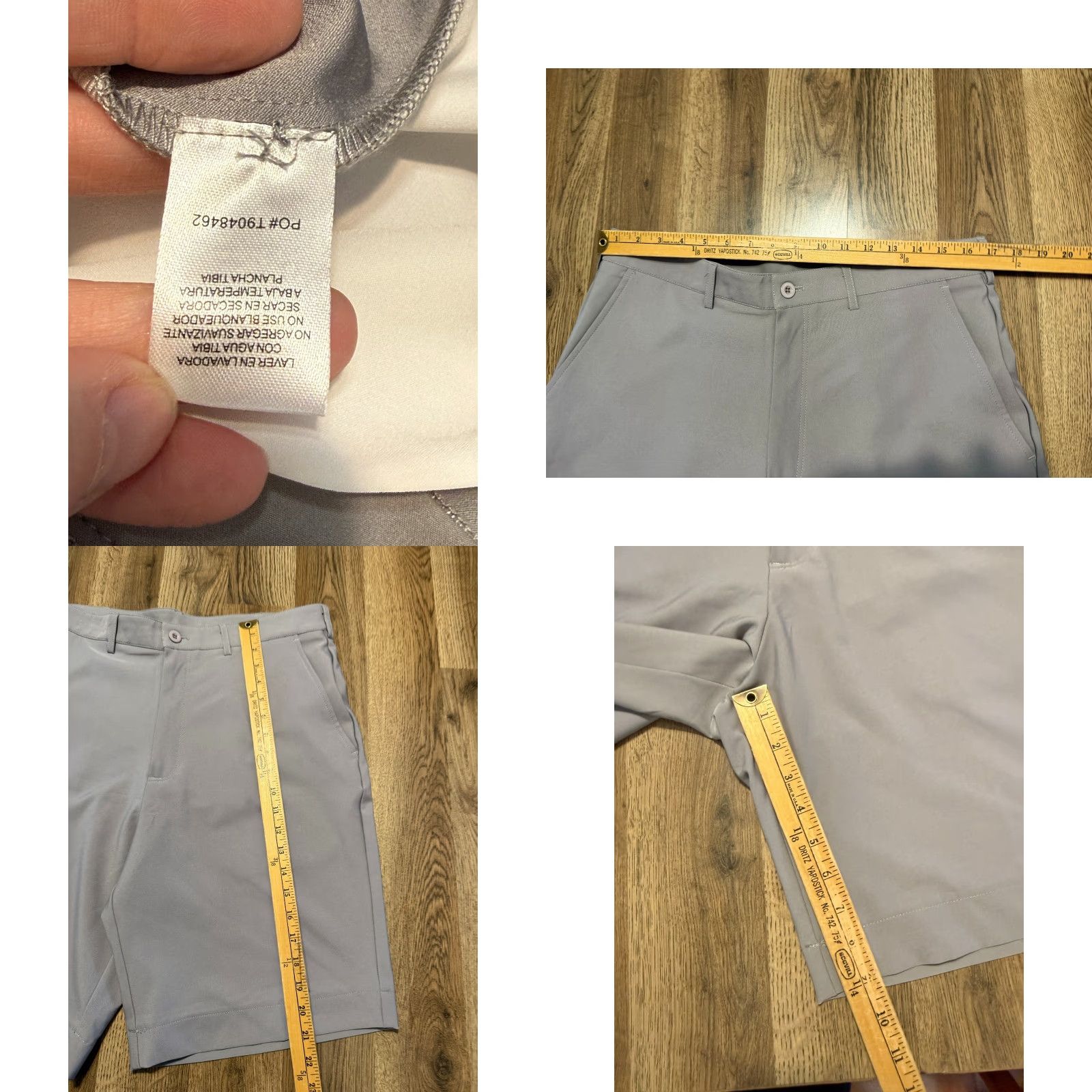 Vintage Page & Tuttle Shorts Men's 34 Gray Flat Front Chino Shorts Pockets Size US 34 / EU 50 - 8 Thumbnail