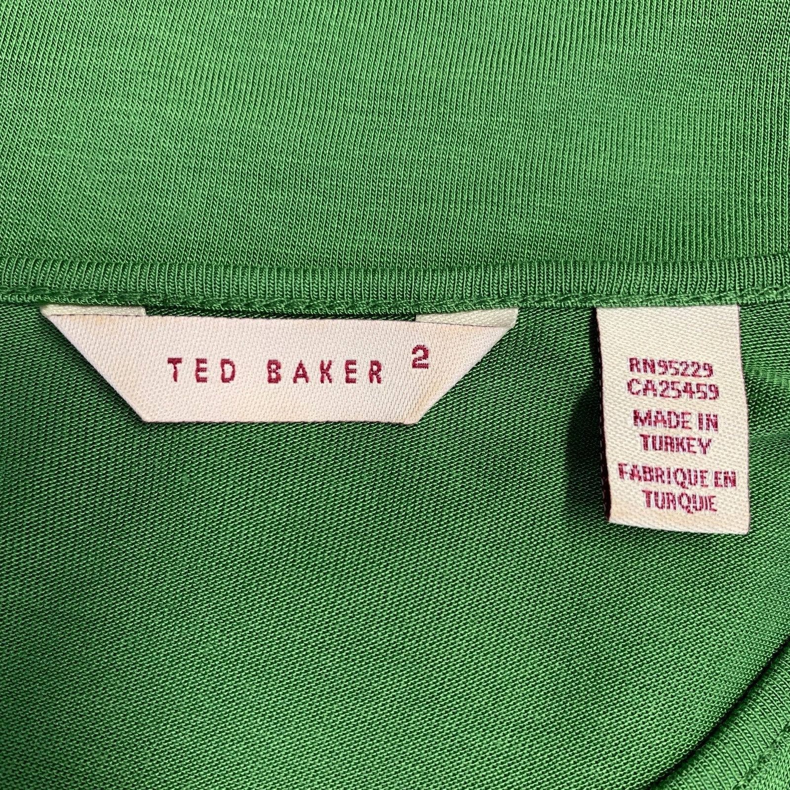 Ted Baker 2 Green Grey Viscose Aplique Short Sleeve Casual Top Size XS / US 0-2 / IT 36-38 - 5 Thumbnail
