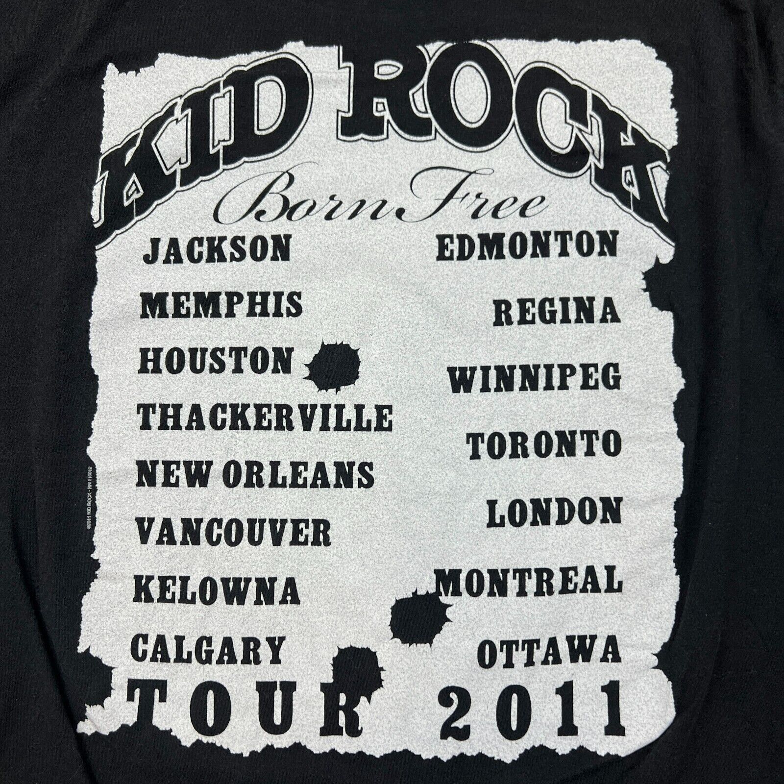 Band Tees × Vintage Vintage 2011 Kid Rock Born Free T Shirt Large Band Tour Tee Size US L / EU 52-54 / 3 - 6 Thumbnail