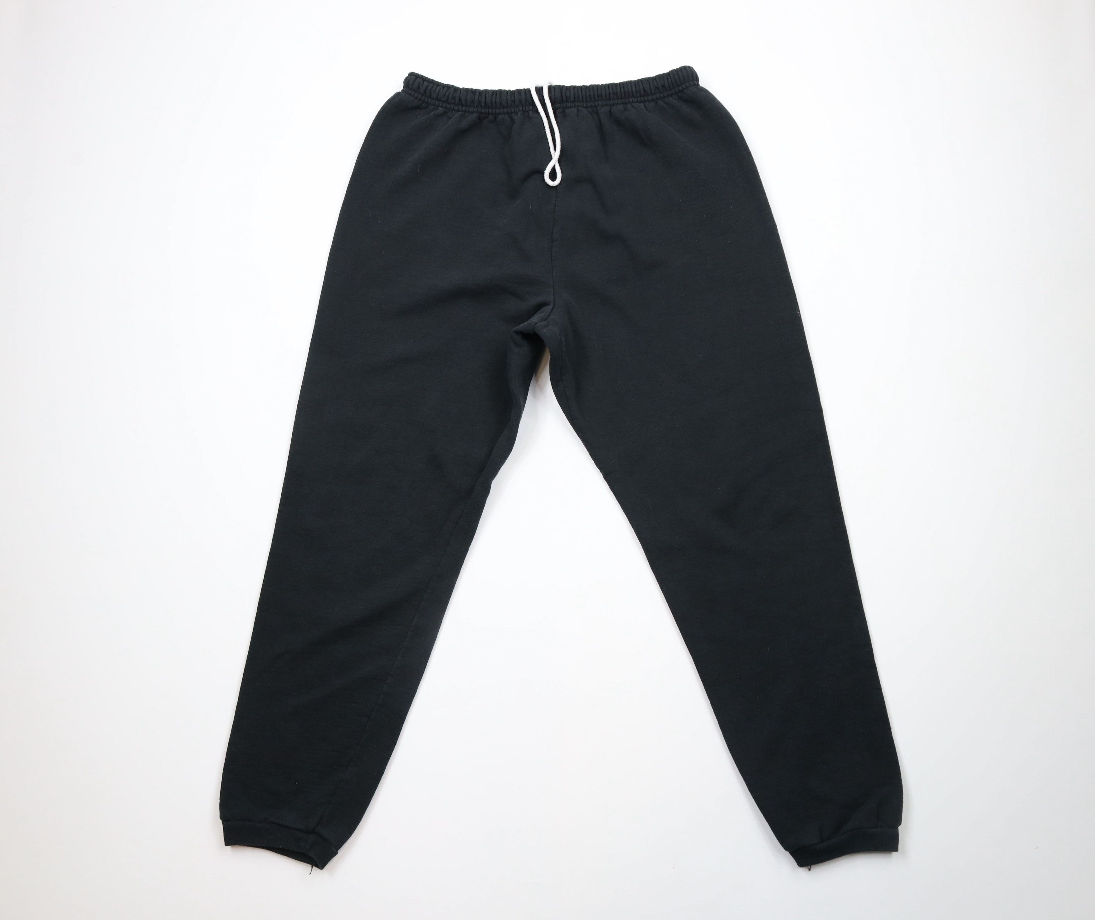 Vintage Vintage 90s Streetwear Blank Cuffed Sweatpants Joggers Black Size US 38 / EU 54 - 1 Thumbnail