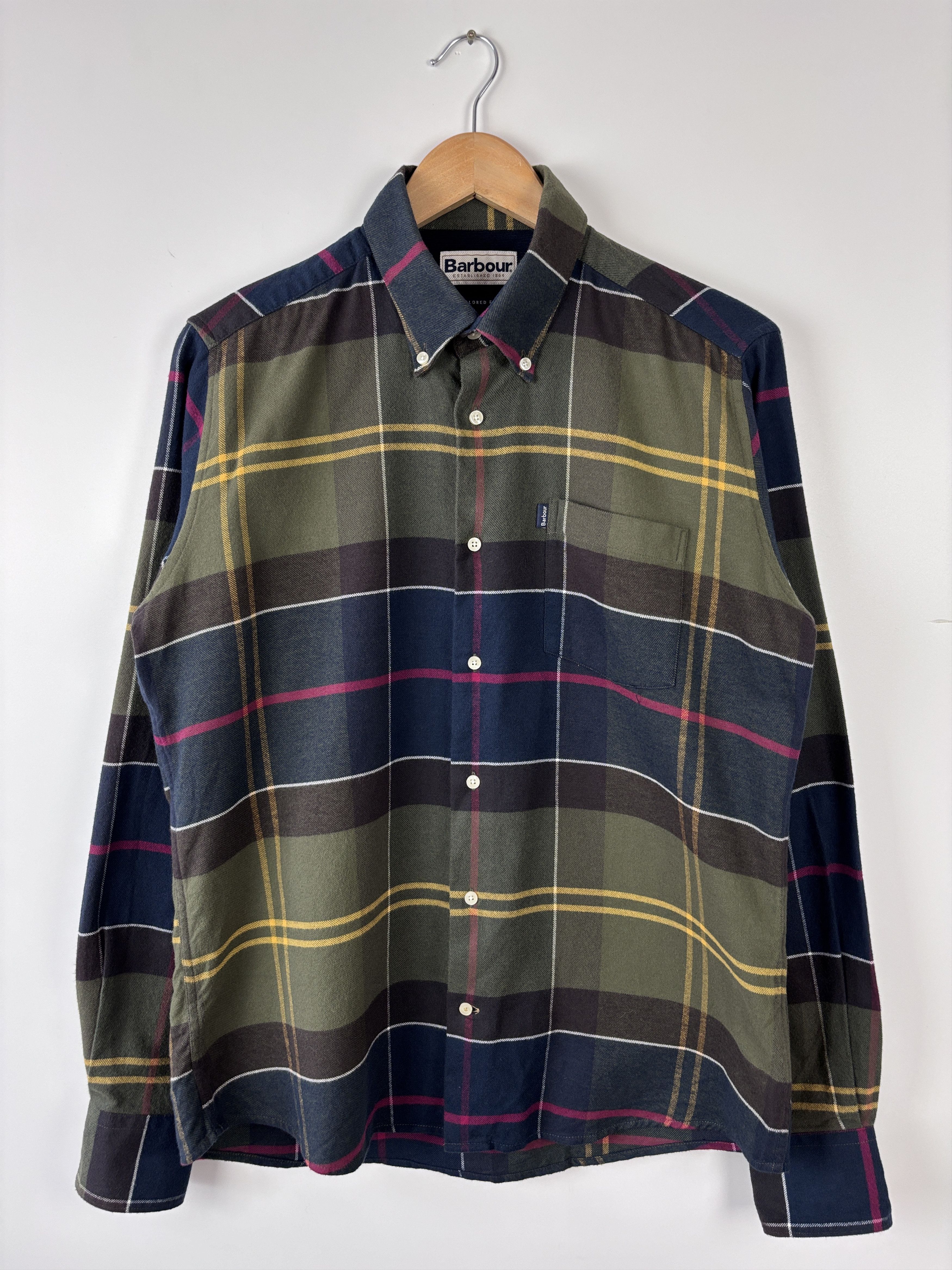 Barbour Barbour Flannel Button Down Plaid Shirt Tailored Fit Blue M Size US M / EU 48-50 / 2 - 1 Thumbnail