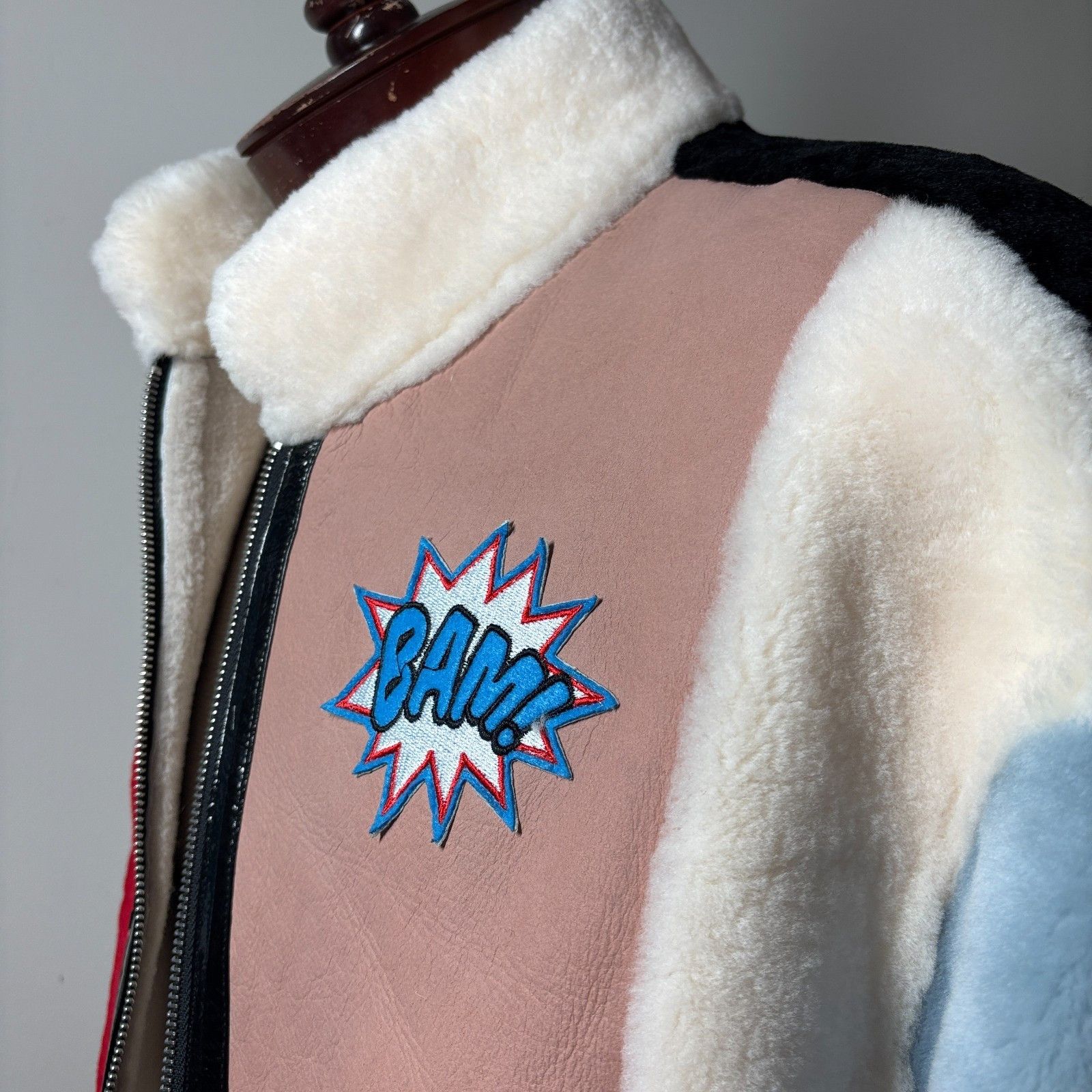 Other Rare Patchwork Shearling Jacket Bomber One Size Fits All NEW Size M / US 6-8 / IT 42-44 - 4 Thumbnail