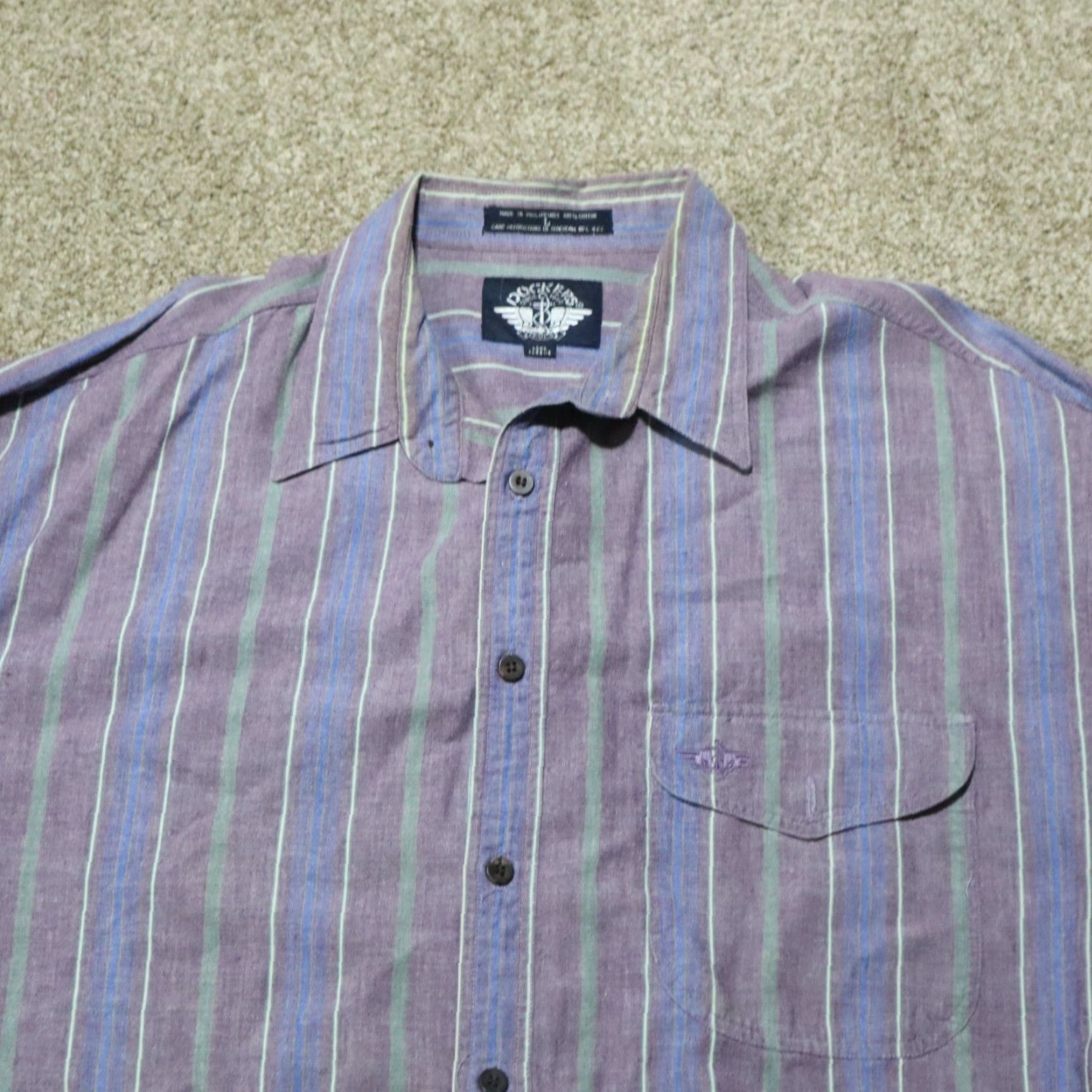 Dockers DOCKERS Shirt Button-Down Plaid Long Sleeve Purple Blue Large 16-16.5 Men Men Clothing All Seasons Casual Workwear Vintage No Size US L / EU 52-54 / 3 - 2 Thumbnail