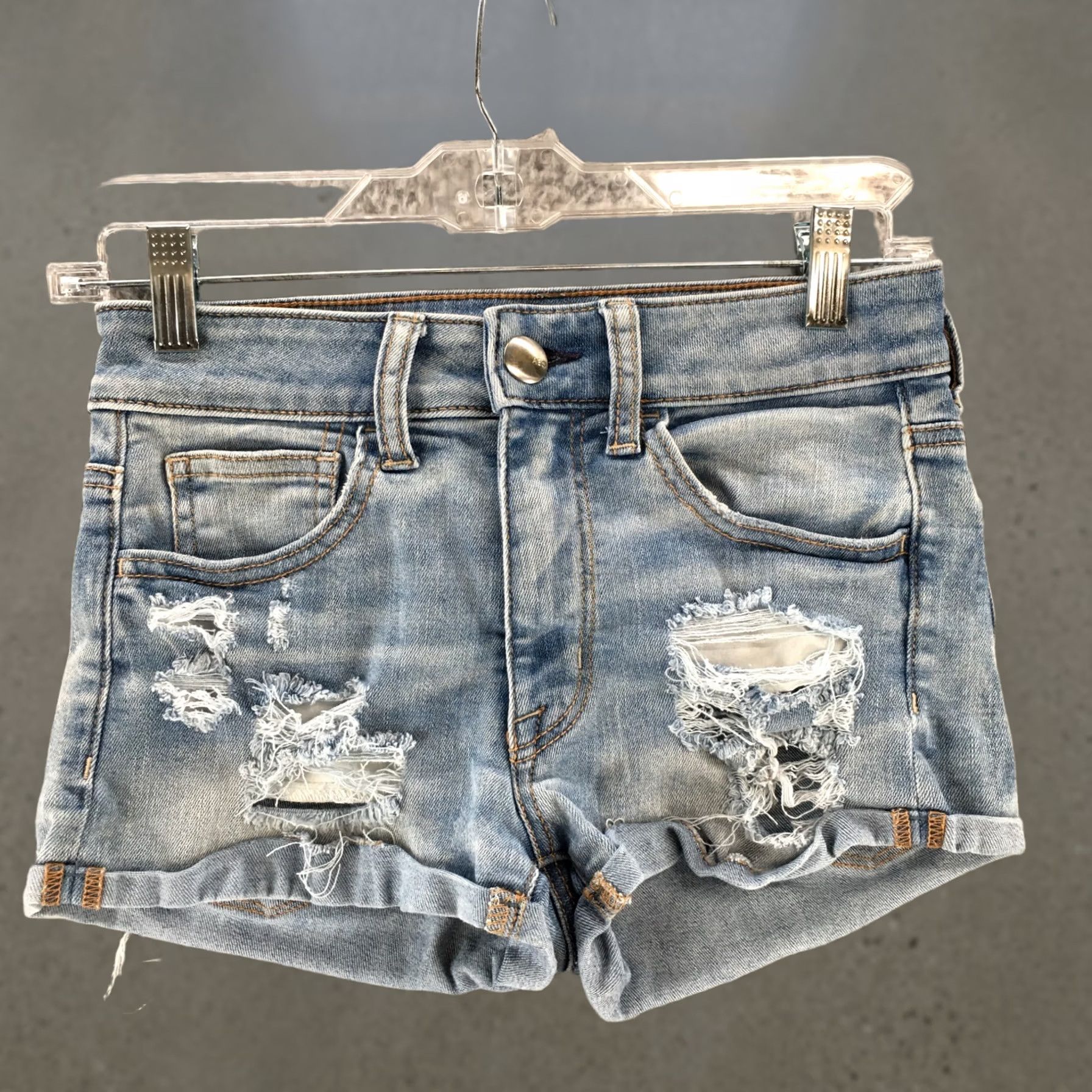American Eagle Outfitters American Eagle Outfitters Shorts Womens 2 Blue Ripped Cheeky Shortie High Rise Size 26" / US 2 / IT 38 - 1 Thumbnail